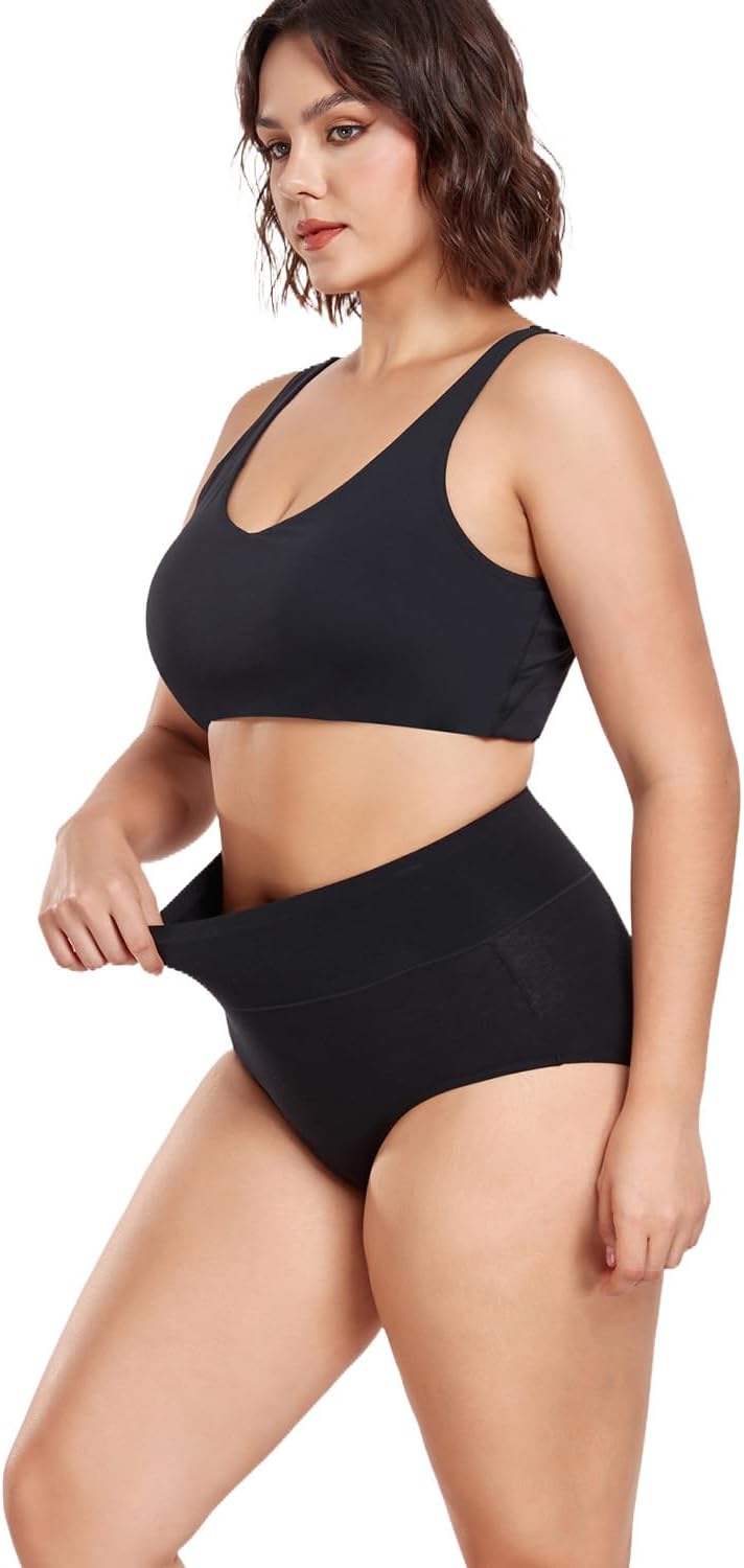Detalle 2 de wirarpa Damen Slips aus Baumwolle, hohe Taille – Taillenslip im 5er Pack