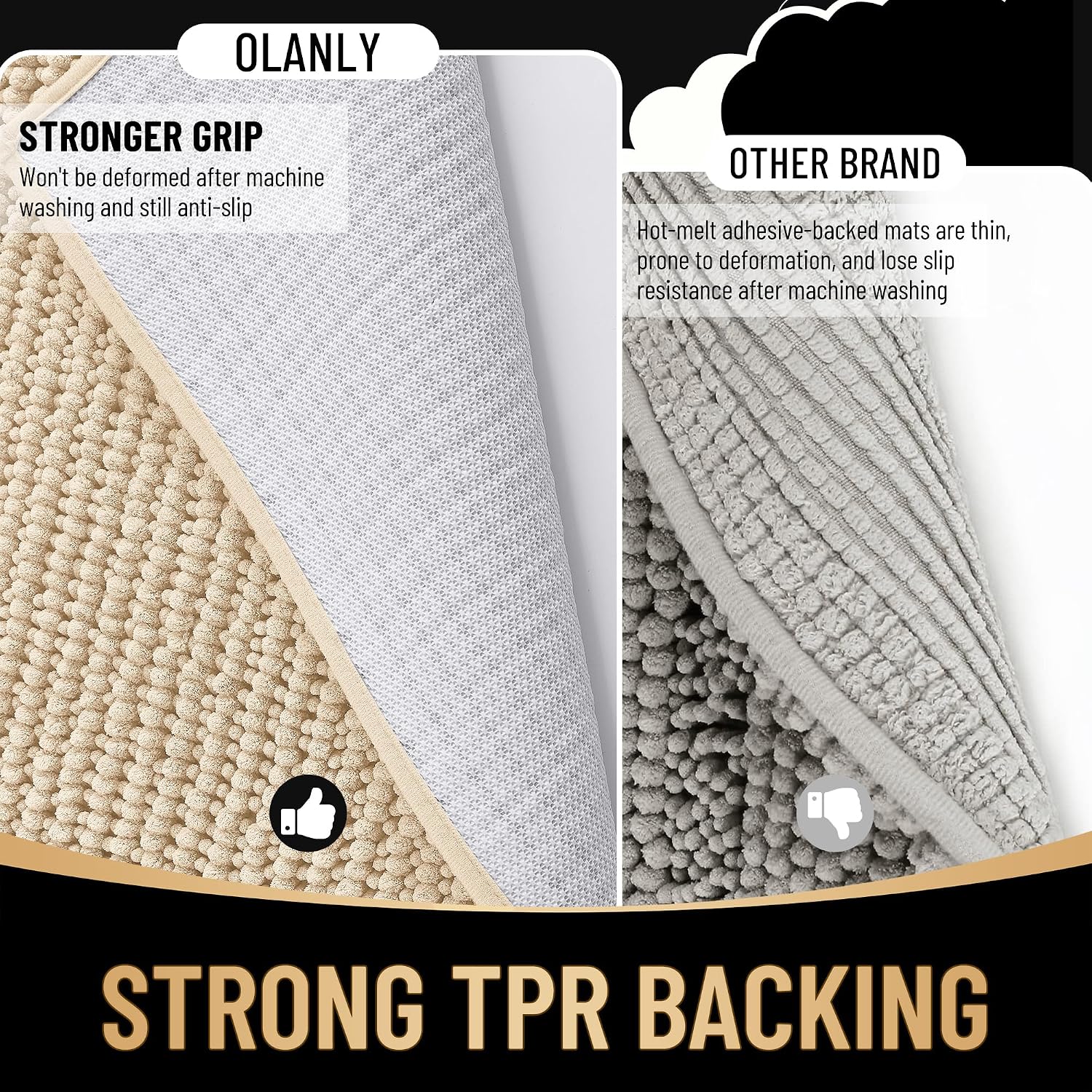 Thumbnail 4 de OLANLY Thick Bathroom Rug 24x16 Beige