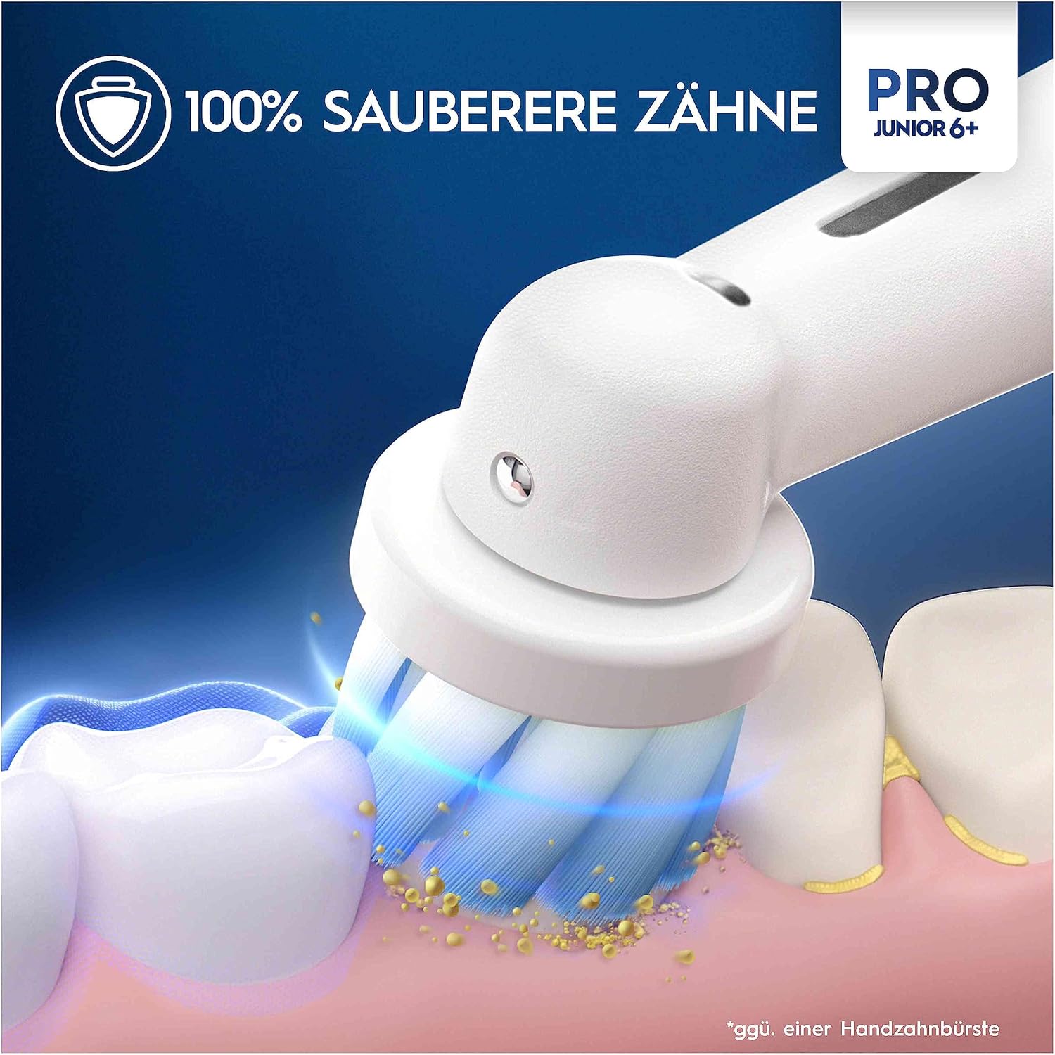 Detalle de Oral-B Pro Junior Elektrische Zahnbürste für Kinder (6+) – Designed by Braun, Grün