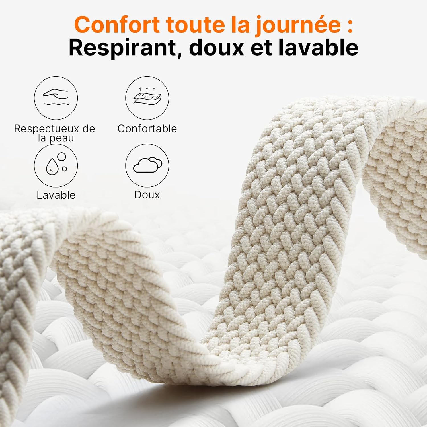 Detalle de Fullmosa Bracelet Montre 20 mm en Nylon Élastique—2 Pack, Compatible Garmin (Forerunner 55/165/245/645, Vivoactive 6/5, Venu/Venu 2 Plus) et longueurs ajustables