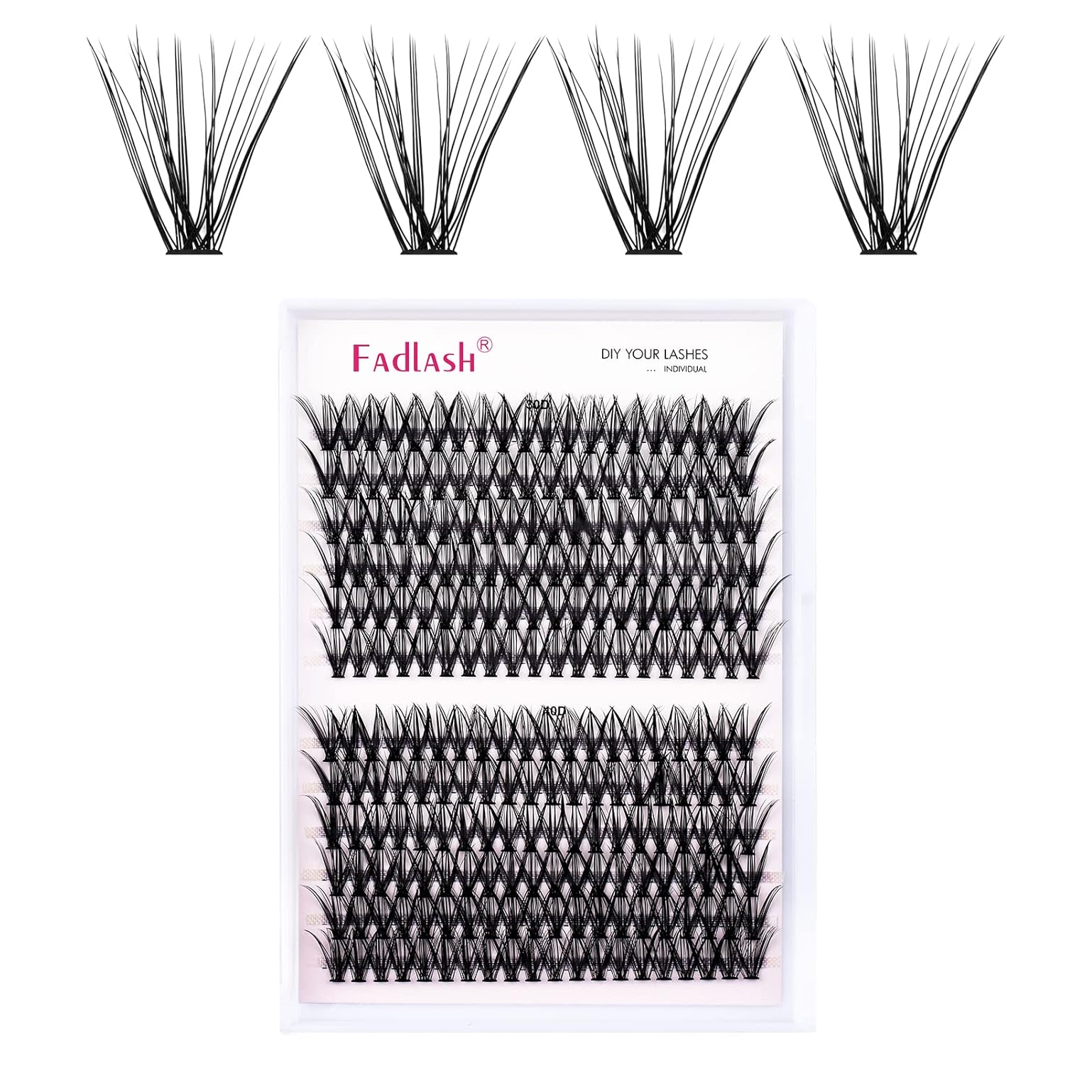 Thumbnail 6 de Fadlash 240 Stück künstliche Wimpern – 30D/40D Cluster, 0,07 mm, D Curl, 11 mm – DIY Verlängerung