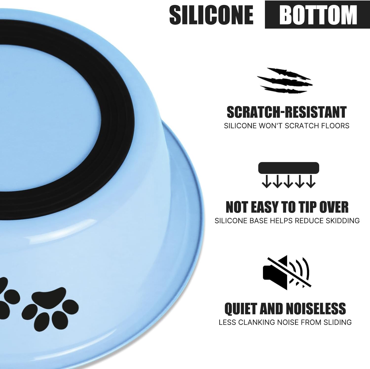 Thumbnail 4 de SUOXU Stainless Steel Dog Bowls with Nonslip Rubber Bottom (Blue, L-2020 ml)