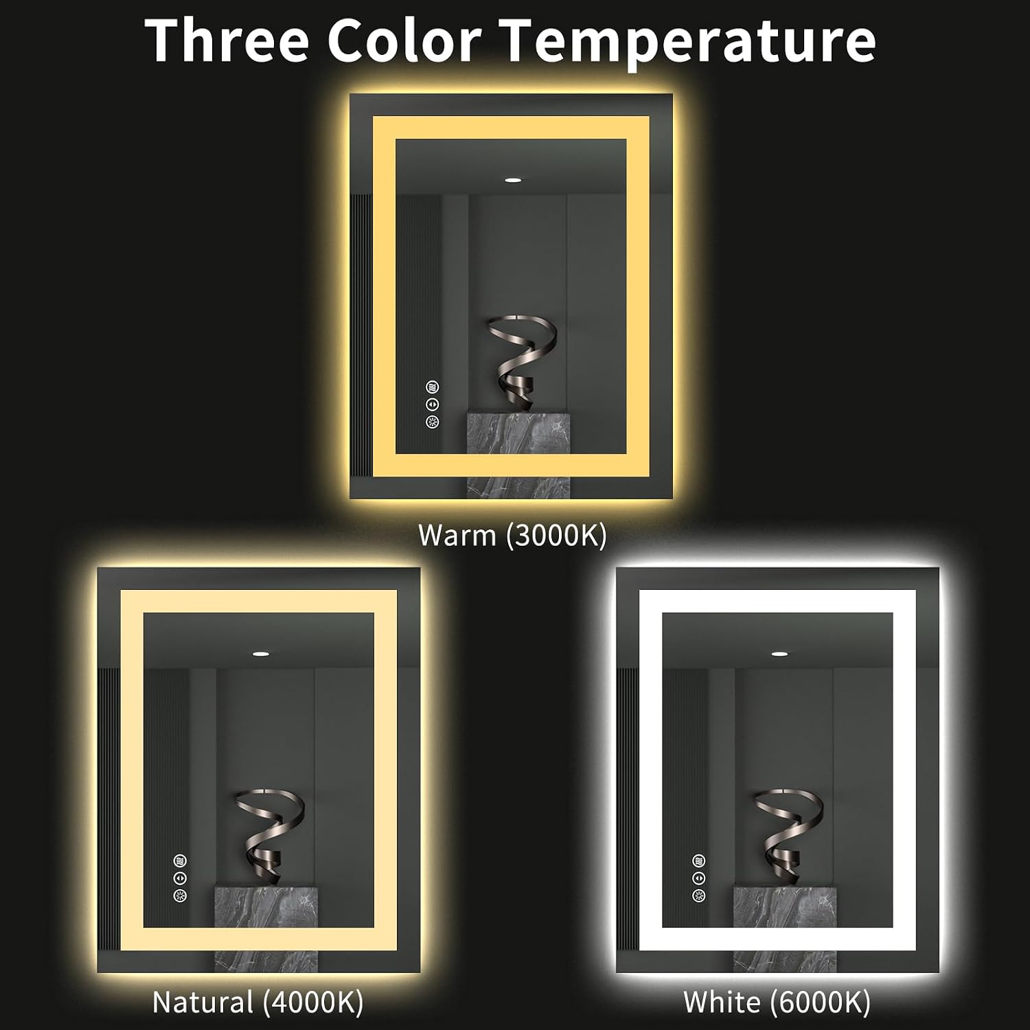 Thumbnail 4 de LOAAO 28" x 32" LED Bathroom Mirror with Double Lighting, Defog & Memory