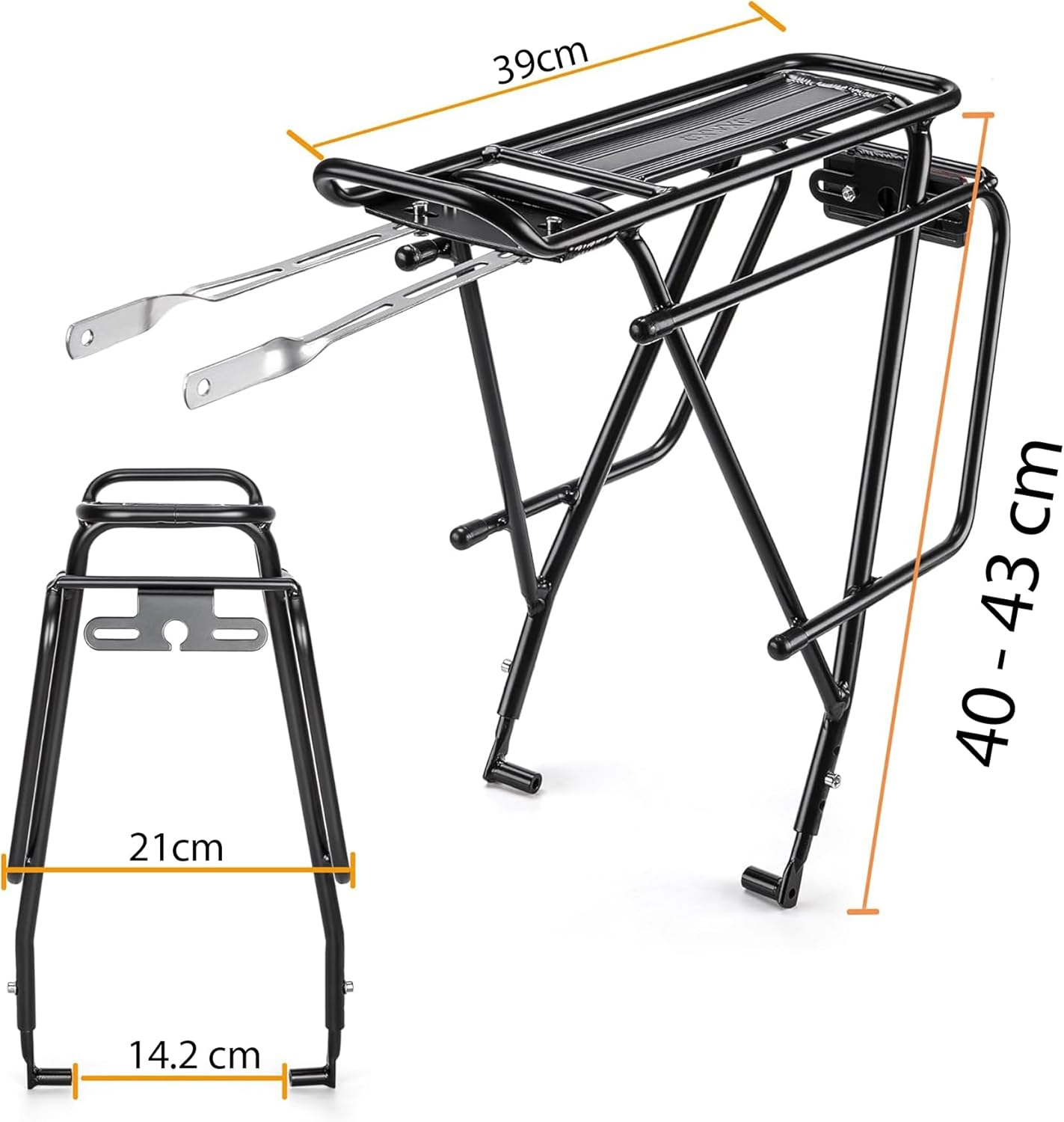 Thumbnail 2 de Kadacha portapacchi posteriore per biciclette da touring (26–29”, freni a disco e non) con riflettori