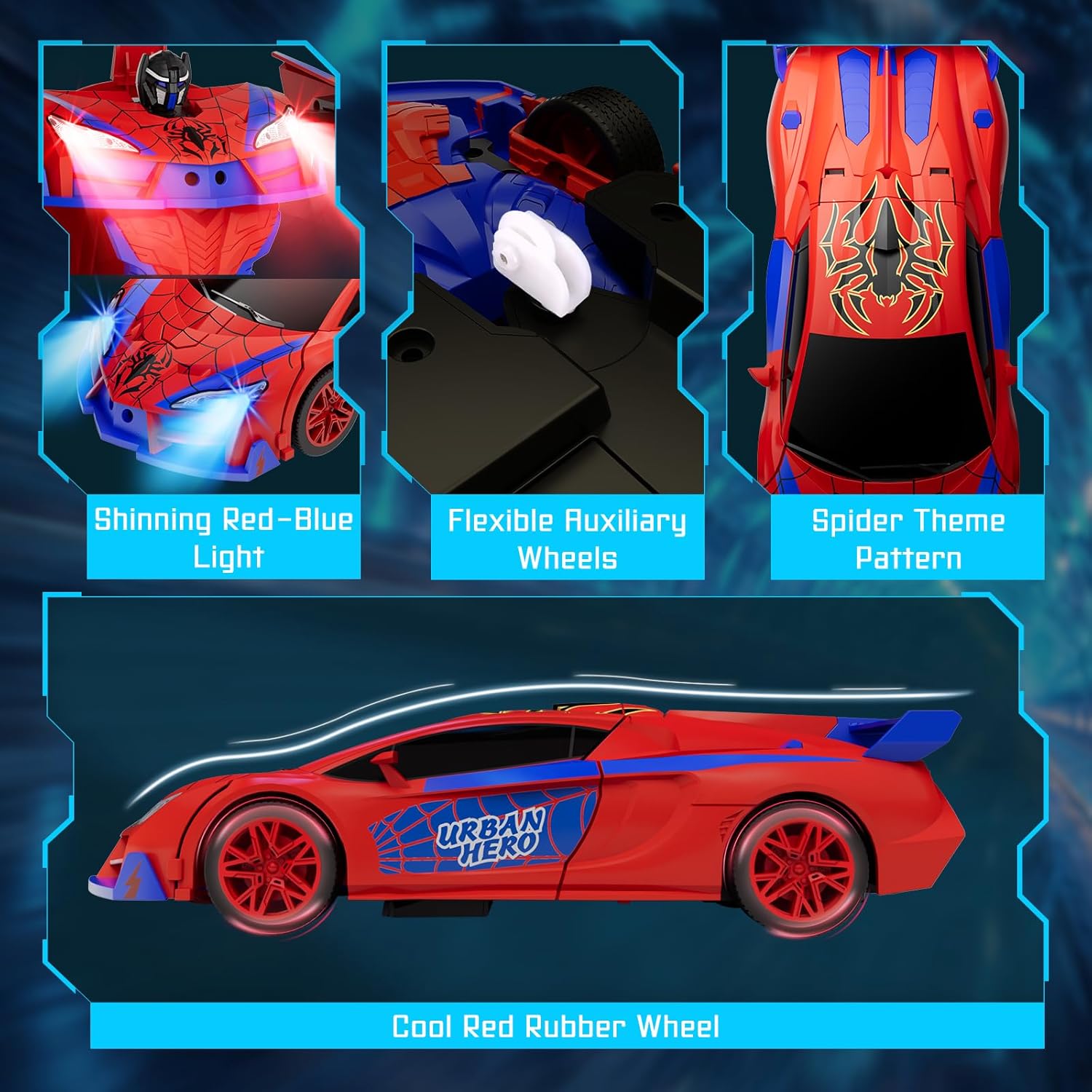 Thumbnail 5 de Qumcou Spider Toys: One-Button Transforming Spider Hero RC Car