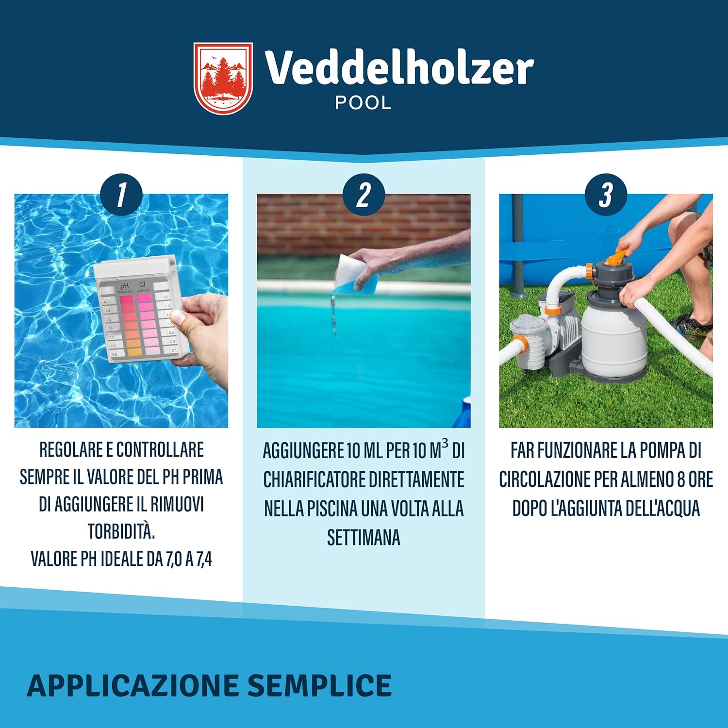 Thumbnail 4 de Veddelholzer Pool Clear 0,5 litri contro torbidità per piscina e idromassaggio