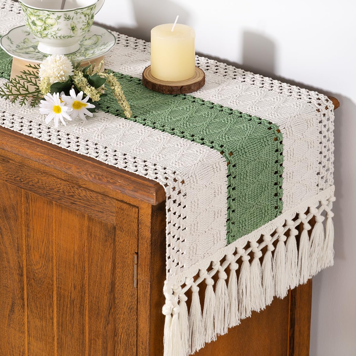 Detalle 2 de Boho Cotton Table Runner, 12x72 in