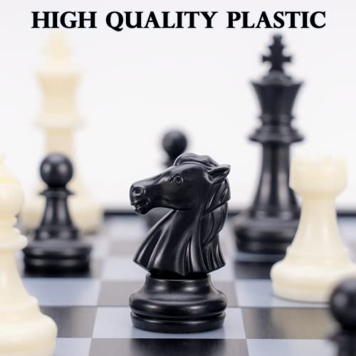 Detalle de Jeu d'échecs Magnétique Pliable Carehabi – Plateau portable 25x25 cm, noir et blanc