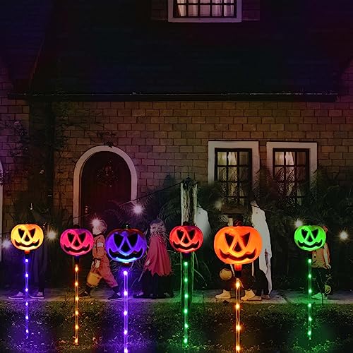 Thumbnail 7 de Homeleo Solar Pumpkin Stake Lights: Set of 6 for Halloween