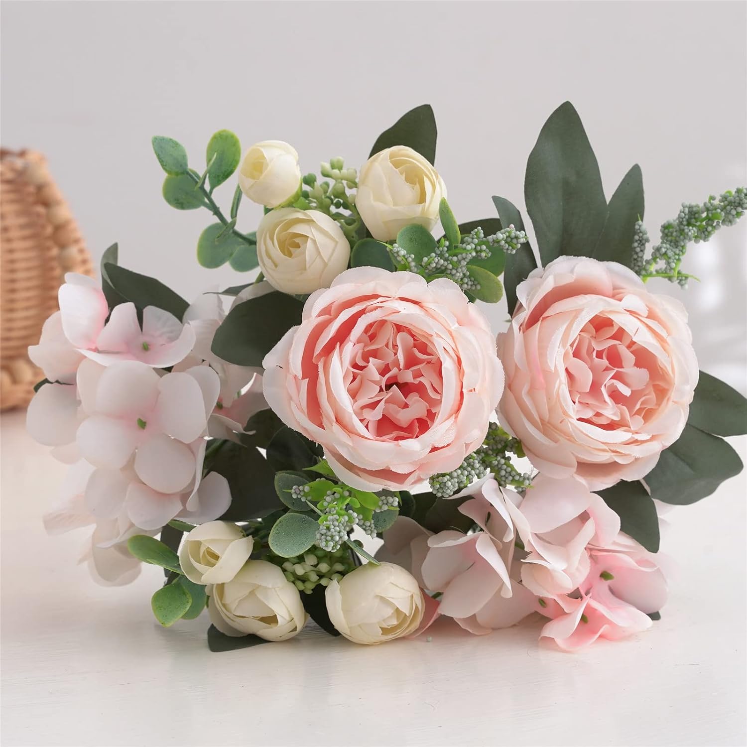 Detalle 2 de karoro Artificial Peony Bouquet, 4 Bunches