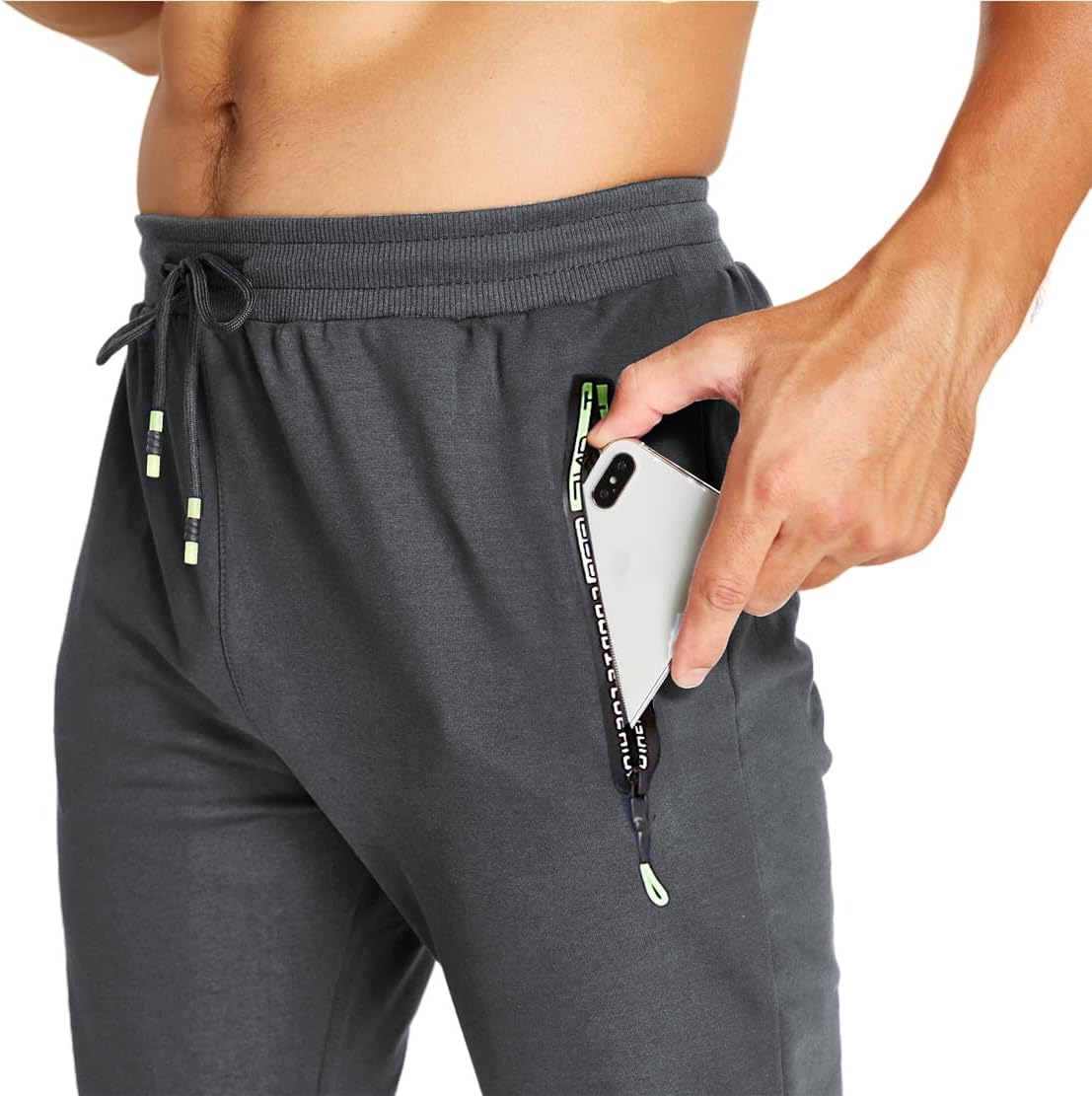 Thumbnail 2 de ZOXOZ men’s cotton joggers with zipped pockets, slim-fit elasticated hem trackie bottoms