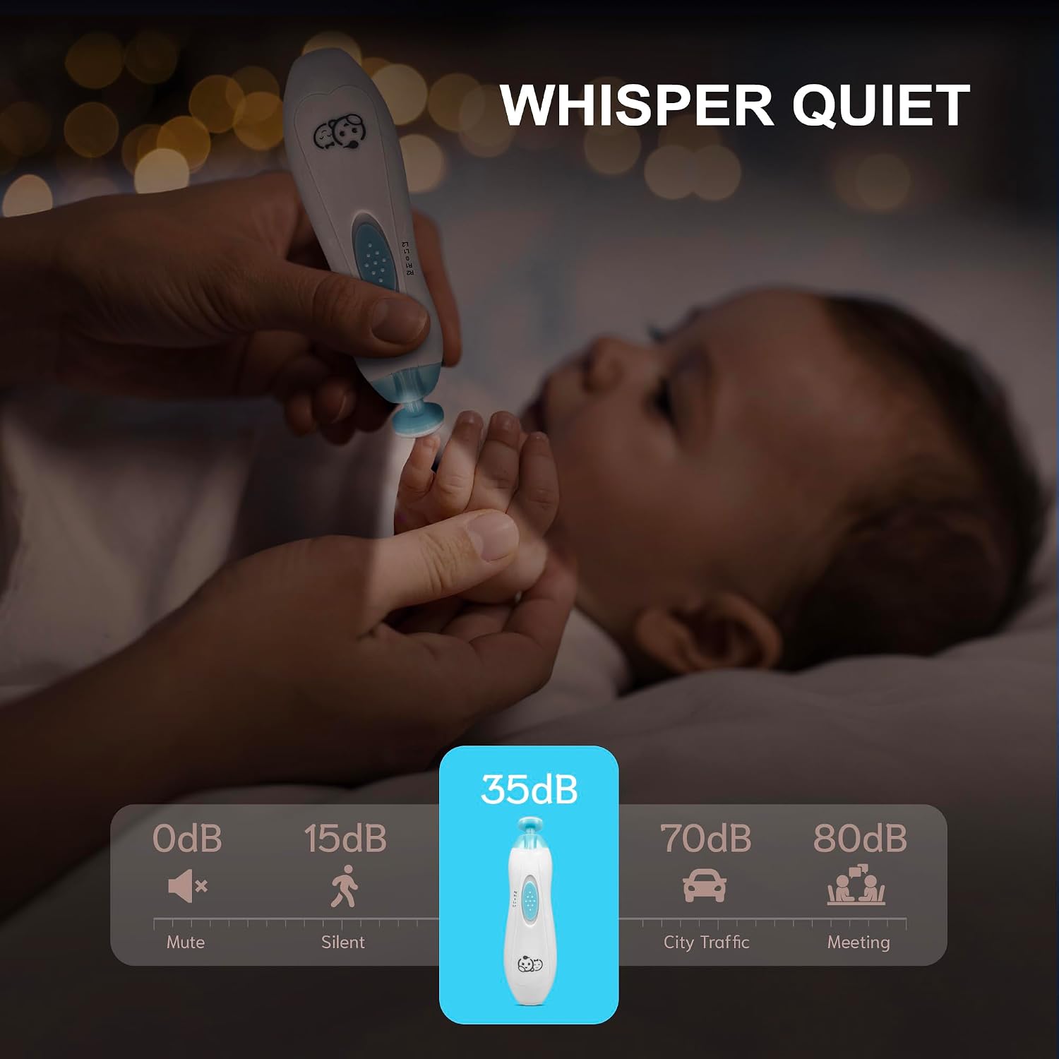 Detalle de Wiederaufladbarer 22-in-1 Baby-Nageltrimmer von Royal Angels – sanft, leise und vielseitig