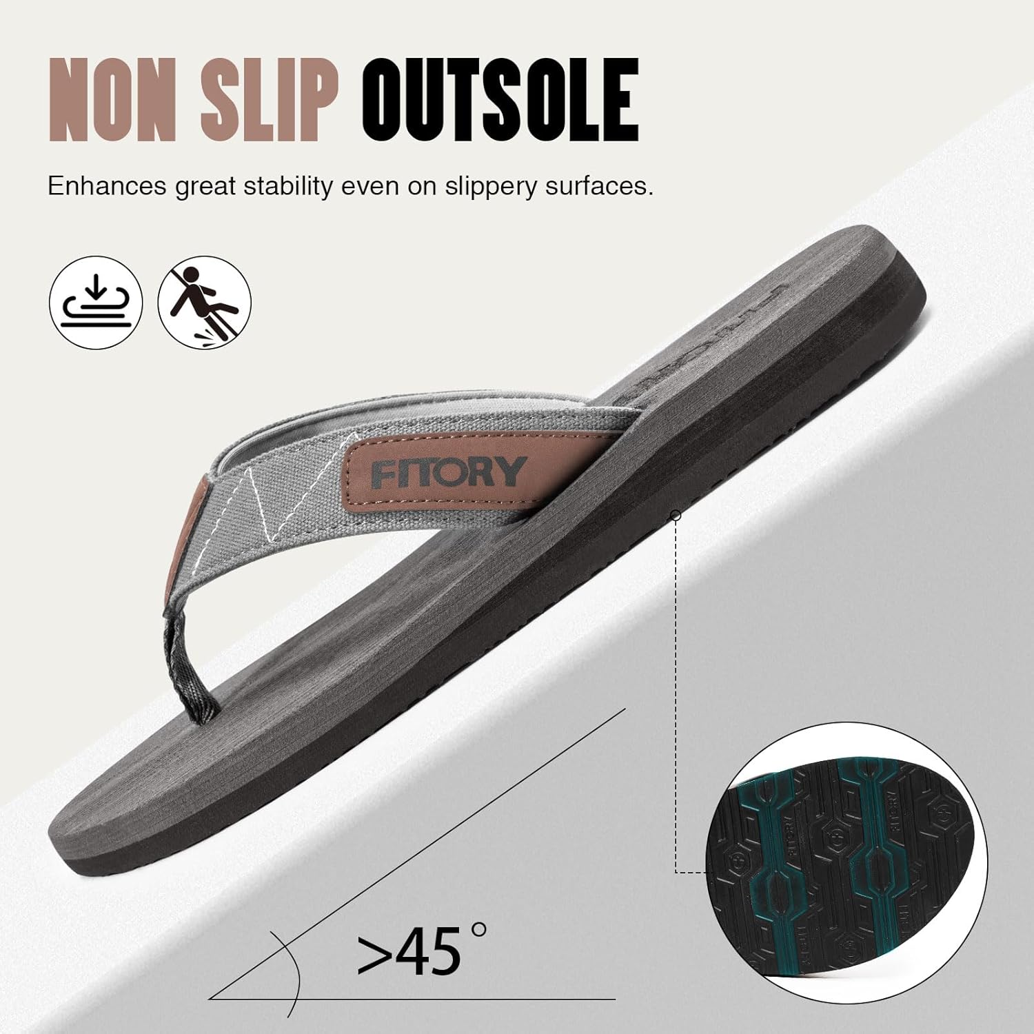 Thumbnail 5 de FITORY Men’s Flip-Flops Thong Sandals with Arch Support for Beach & Everyday Comfort