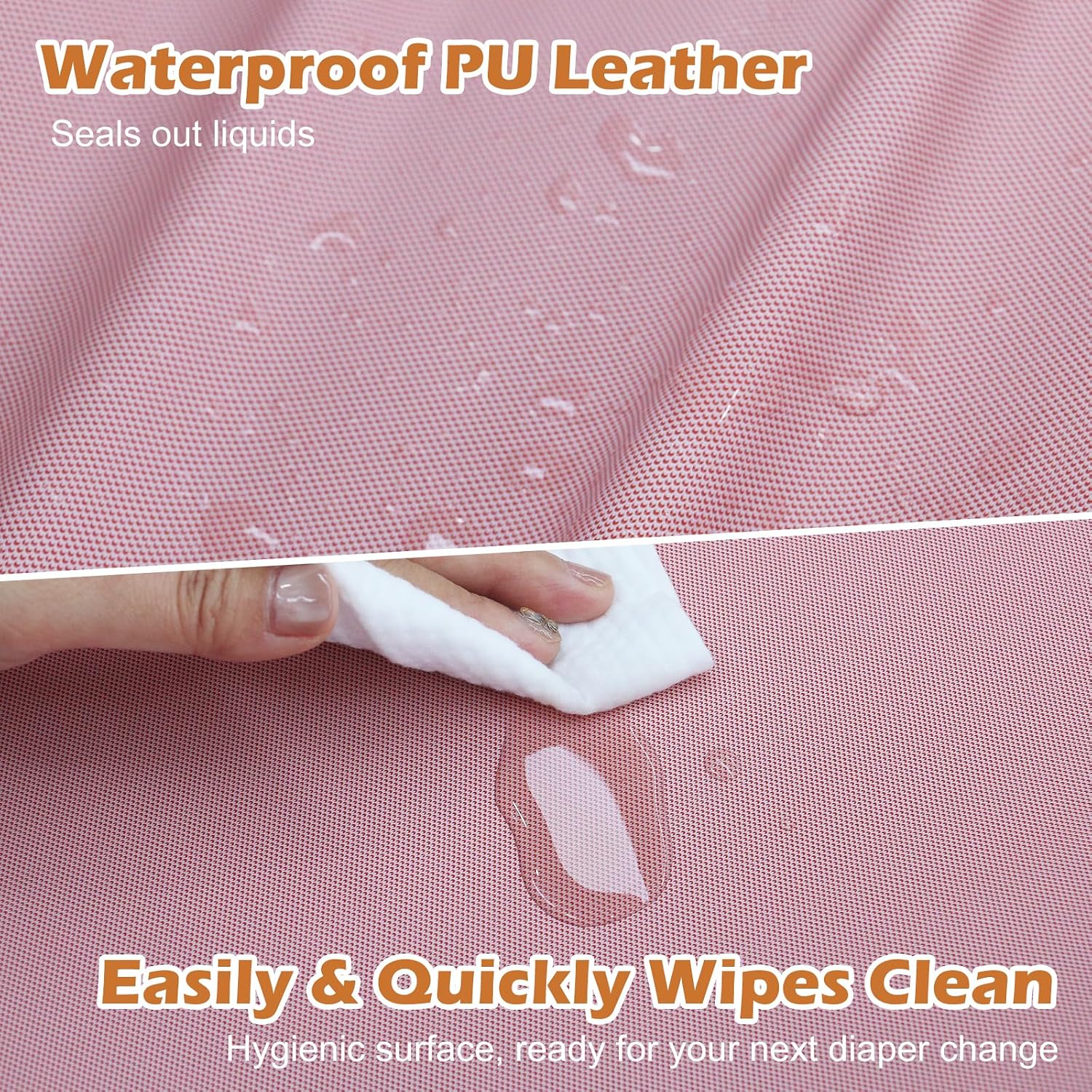 Detalle 2 de JVEOO Vegan Leather Baby Changing Pad, Waterproof, Wipeable, 31.5" x 16