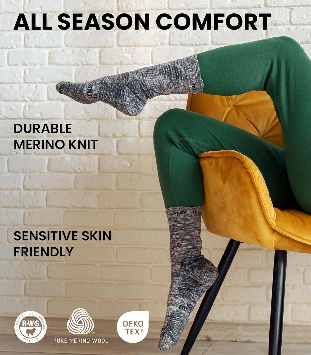Thumbnail 2 de Merino.tech Calze Lana Merino Lunghezza Media 🧦