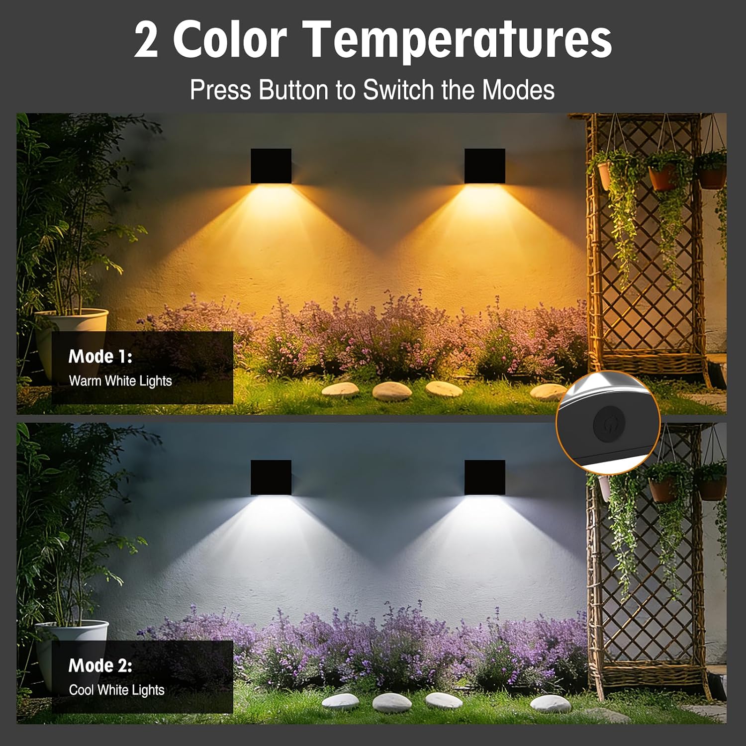 Detalle 2 de YUNYODA Solar Wall Lights 2 Pack Outdoor