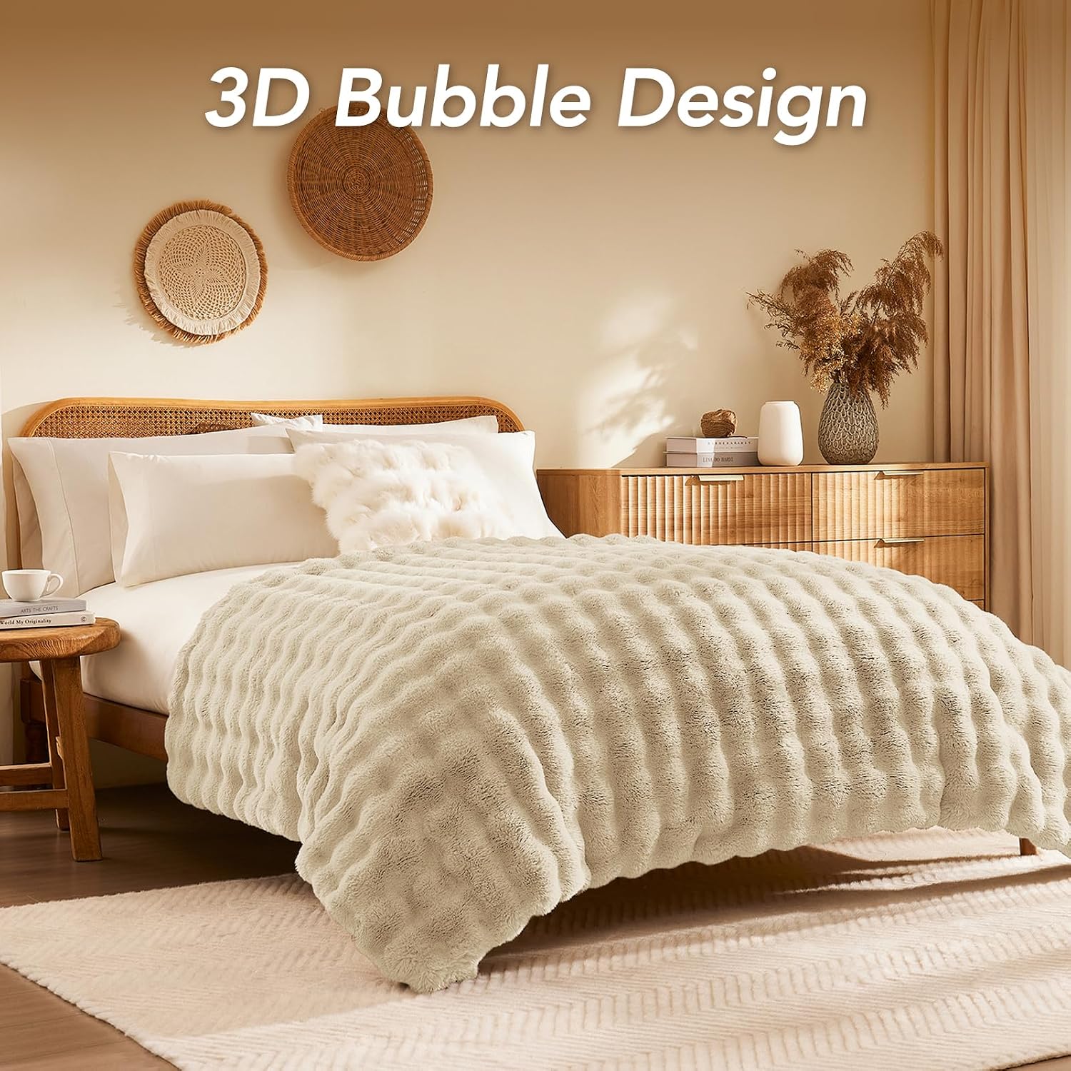 Detalle 2 de L’AGRATY Faux Rabbit Fur Blanket 200x220cm