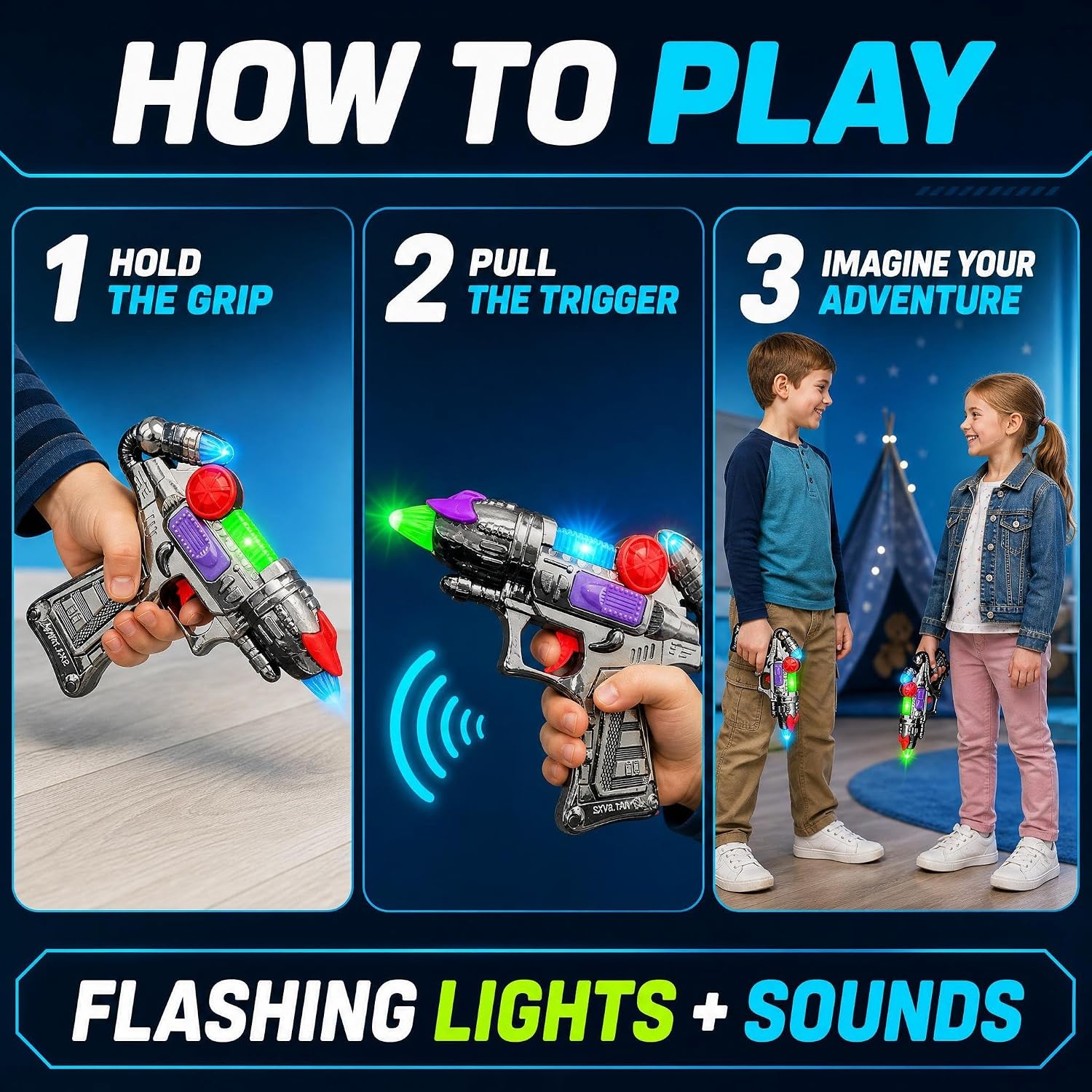 Detalle de ArtCreativity Light-Up Toy Gun Set of 2