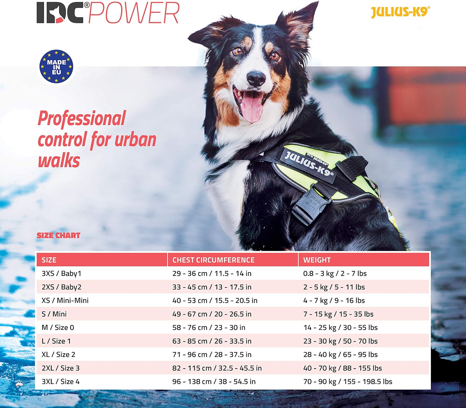 Detalle de JULIUS K-9 IDC Power Harnais, Taille 0, Rose – Tour de poitrine 58–76 cm, 14–25 kg