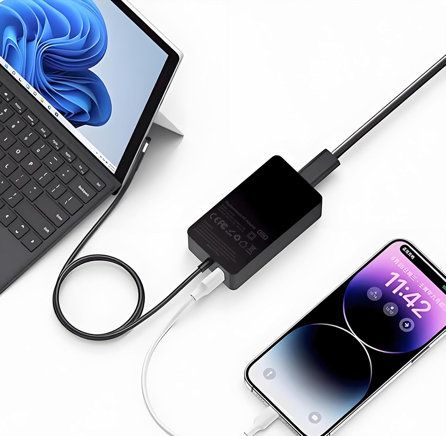 Thumbnail 3 de 65W Surface Charger for Microsoft Surface Pro 10/9/8/7 and Surface Laptop Series – Ehao