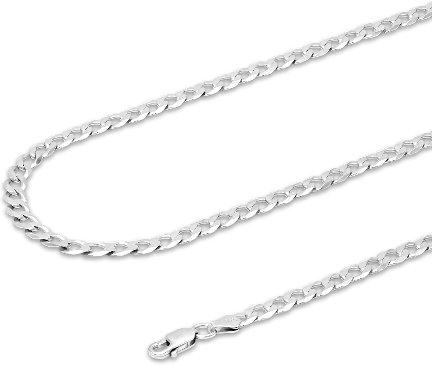 Detalle 2 de Aka Gioielli® Catena Grumetta Piatta 5mm Argento Sterling 925 Rodioato – Collana unisex da 45 cm