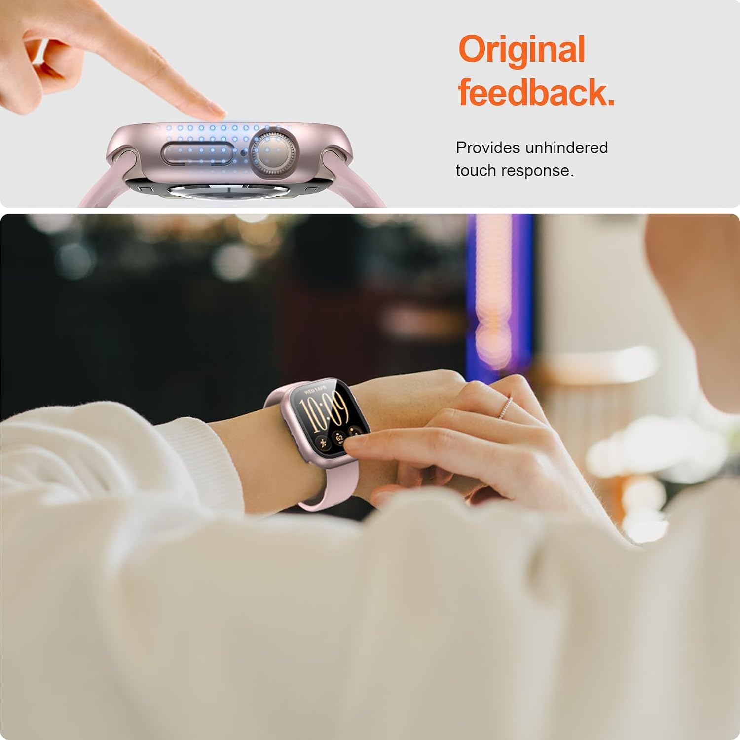 Detalle de JZK Apple Watch Series 12 42mm用ケース 強化ガラス一体型 ピンク・ホワイト 2個セット