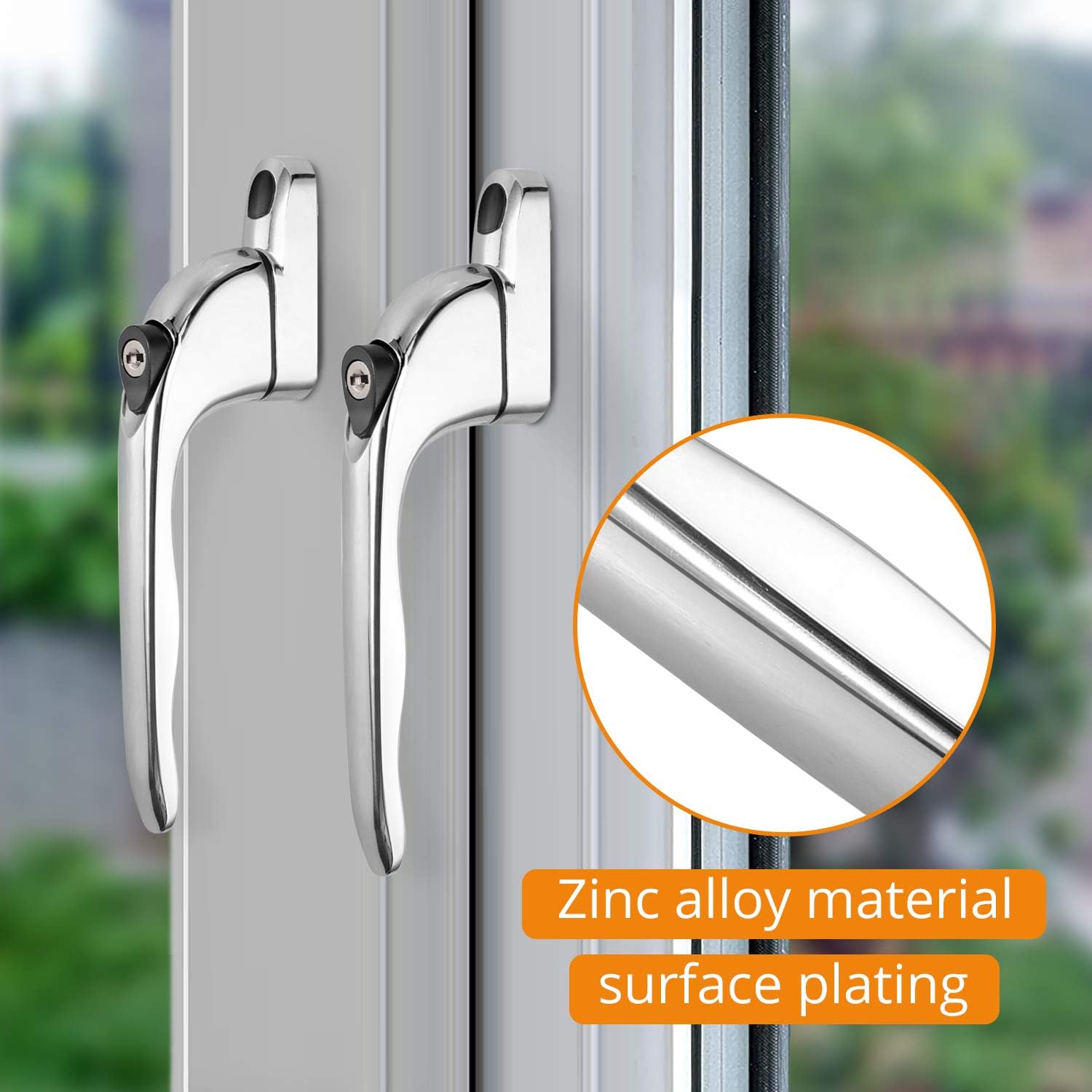 Thumbnail 4 de Neoteck Window Handle 2Pcs Inline Espag Locking (Chrome) – Versatile, Secure UPVC Replacement