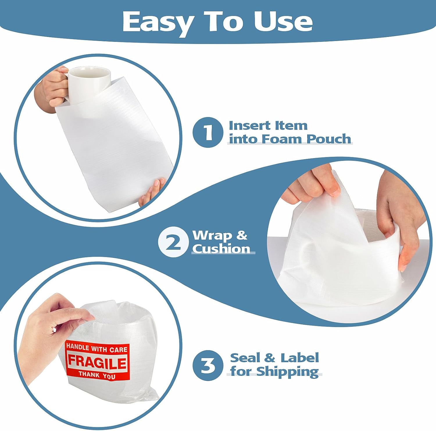 Detalle 2 de UEIVEDOS 540-Piece Dish Packing Supplies with Foam Pouches, Sheets and Stickers