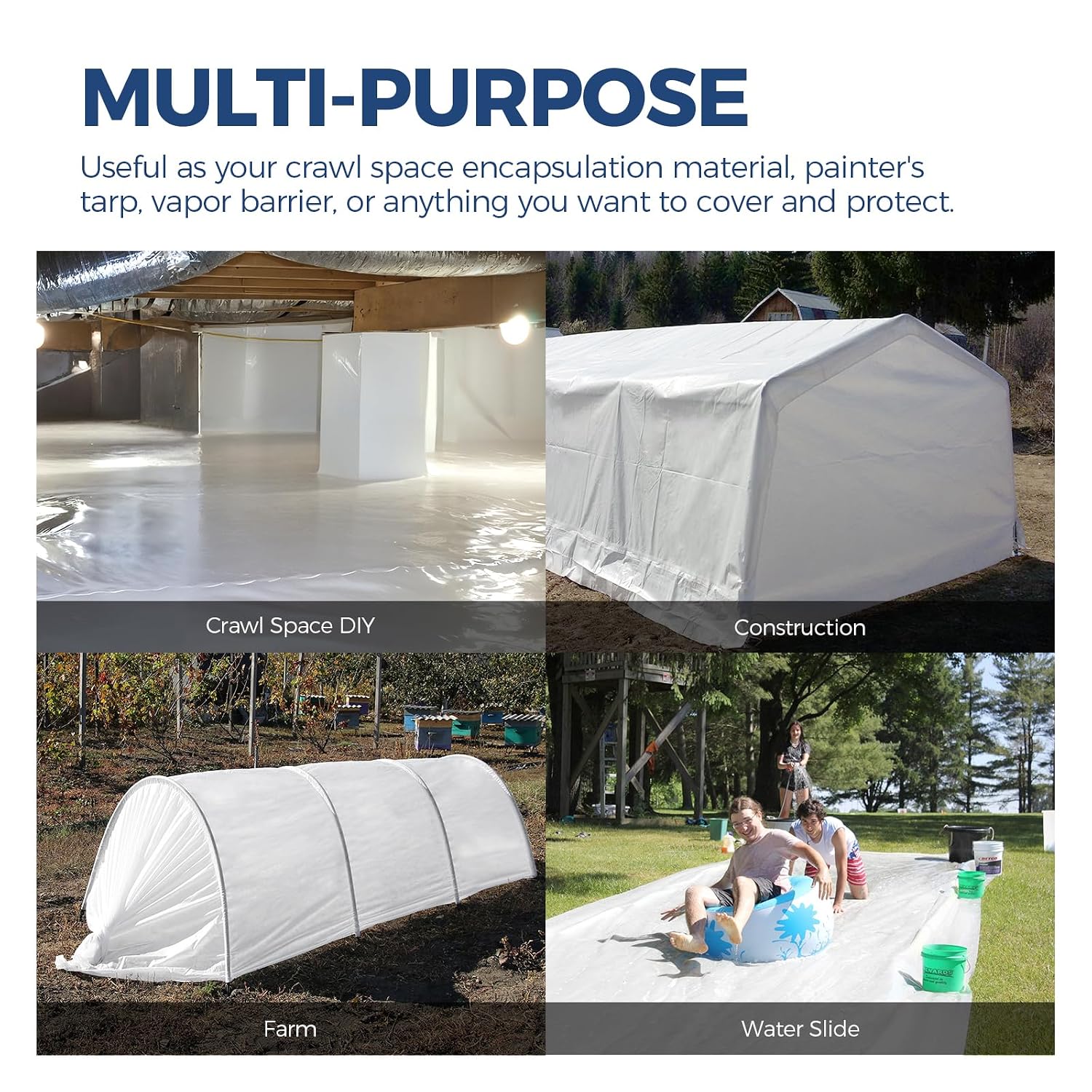 Detalle de ALORAIR Crawl Space Vapor Barrier, 10 mil, 10' x 50' Black/White Film