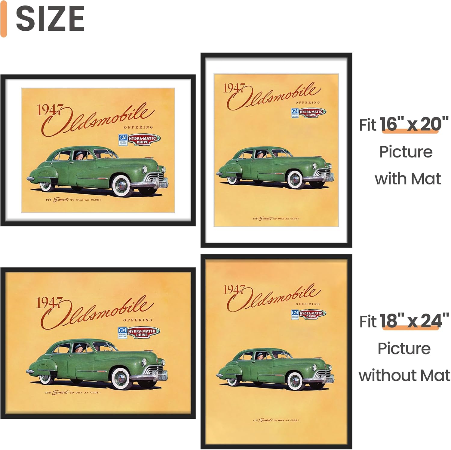 Thumbnail 2 de upsimples 18x24 Picture Frame (Black) for 16x20 Display with Mat or 18x24 Without, Wall Hanging Poster Frame, 1 Pack