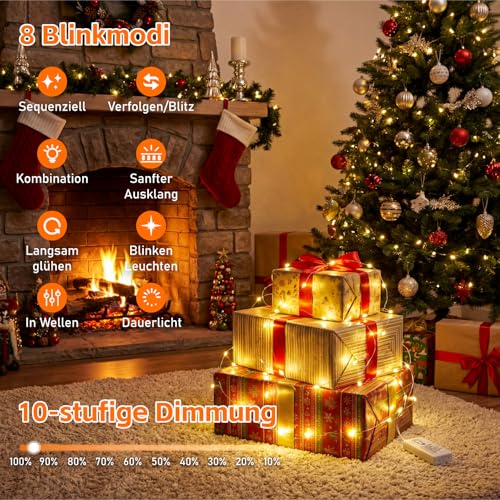 Thumbnail 6 de SINAMER 6 Stück Micro LED Lichterkette mit aufladbarer Batterie, 2 m, 20 LEDs