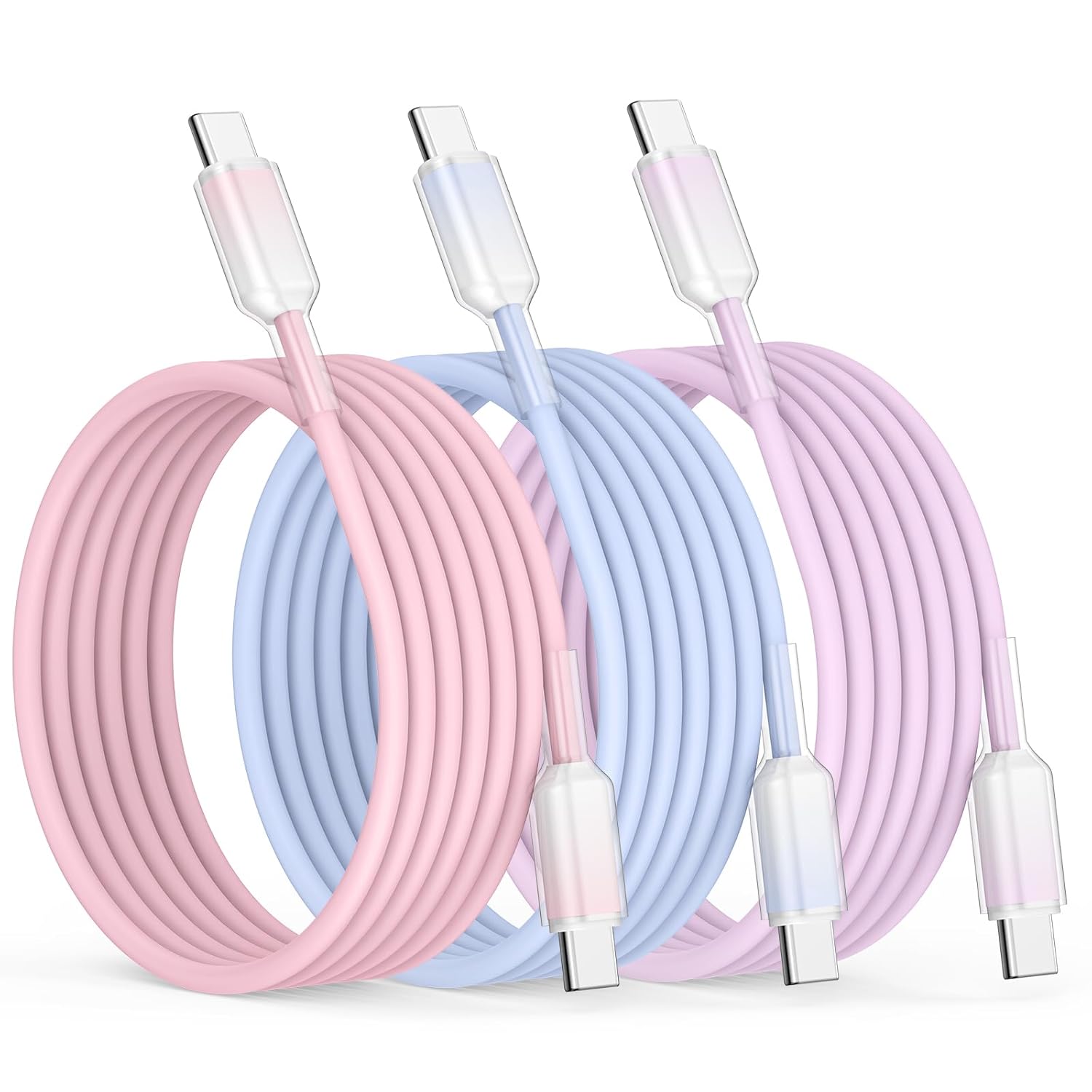 Thumbnail 6 de USB C to USB C Cable 3 Pack 3FT/1M — 60W Fast Charging (Pink, Purple, Blue)