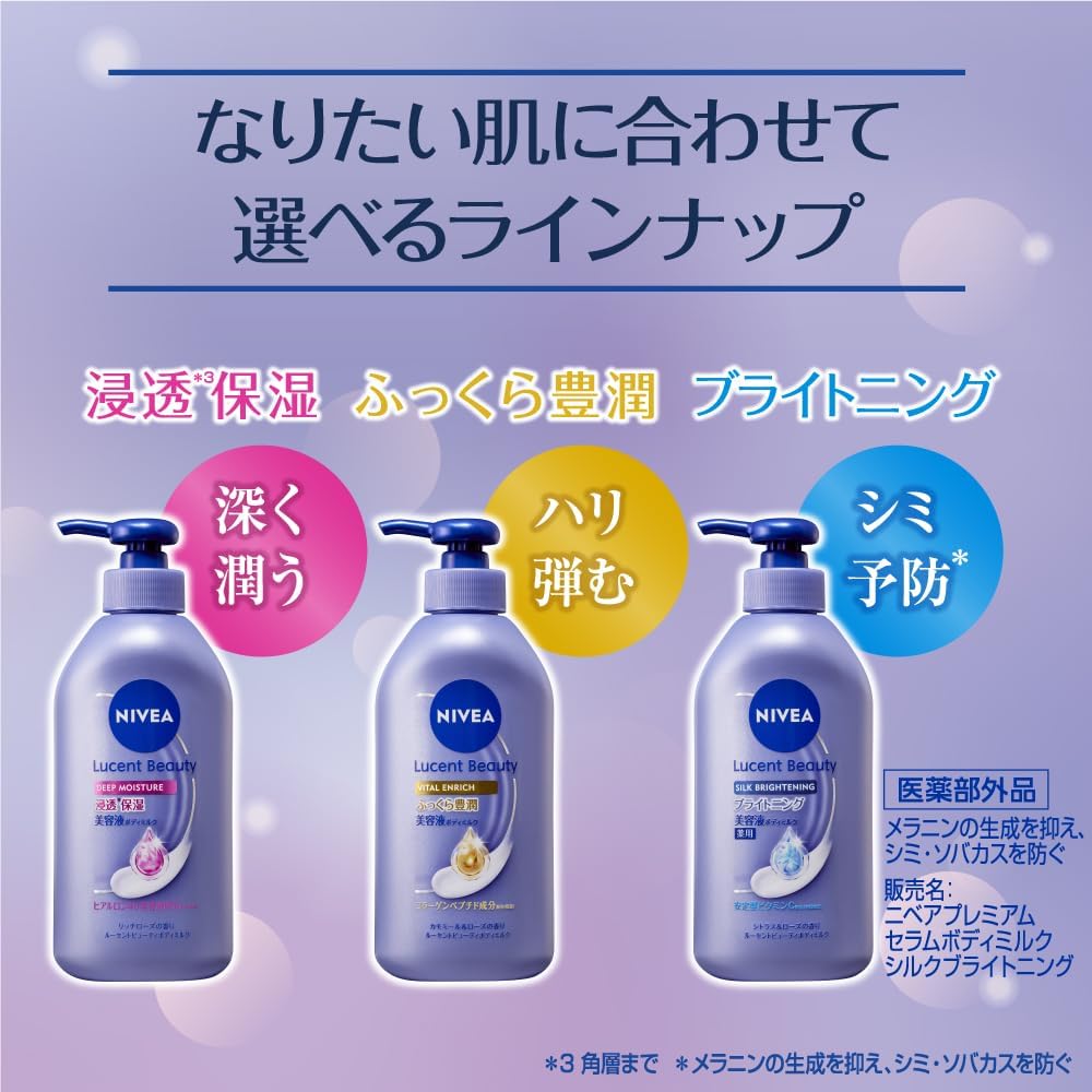 Thumbnail 5 de NIVEA ルーセントビューティ シルクブライトニング 美容液ボディミルク 330ml｜ビタミンC配合・顔にも使える
