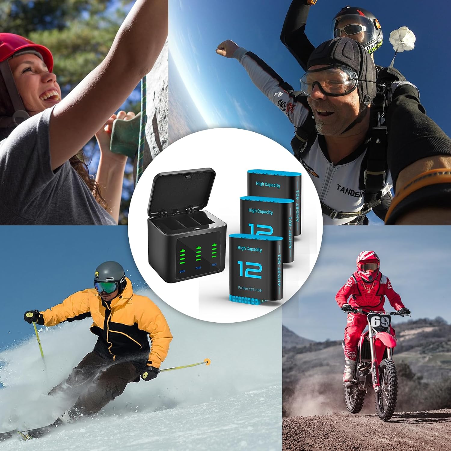 Thumbnail 5 de GoPro Hero12 Akku Ladegerät Kit 3x 2580mAh