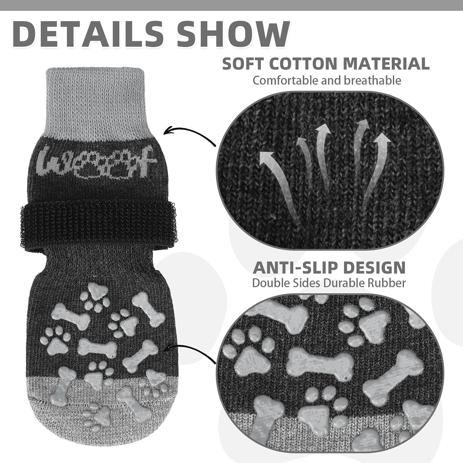 Thumbnail 2 de KOOLTAIL BJSJ105_GXL Dog Socks, XL 4-Pack with Double-Sided Grip