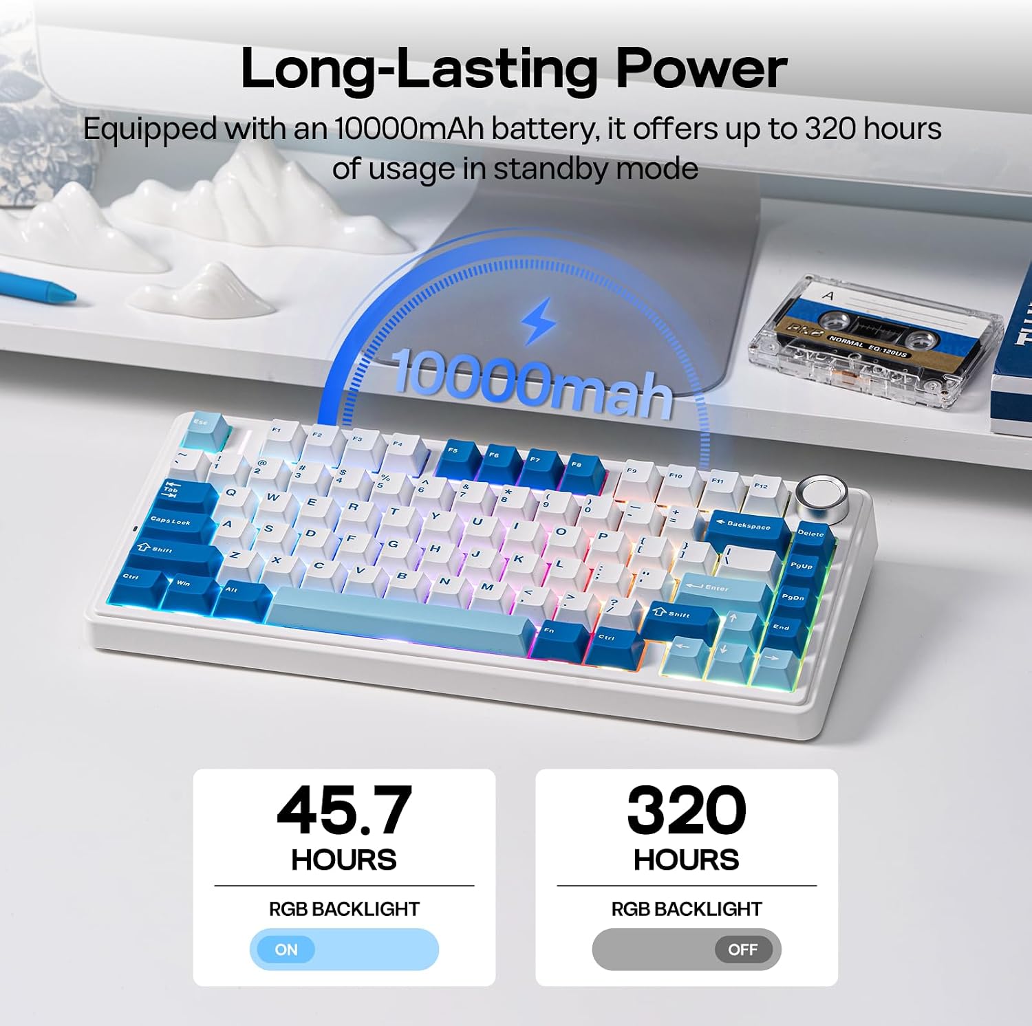 Thumbnail 3 de EPOMAKER AULA F75 Ultra Wireless Mechanical Keyboard (White, Reaper Switch)