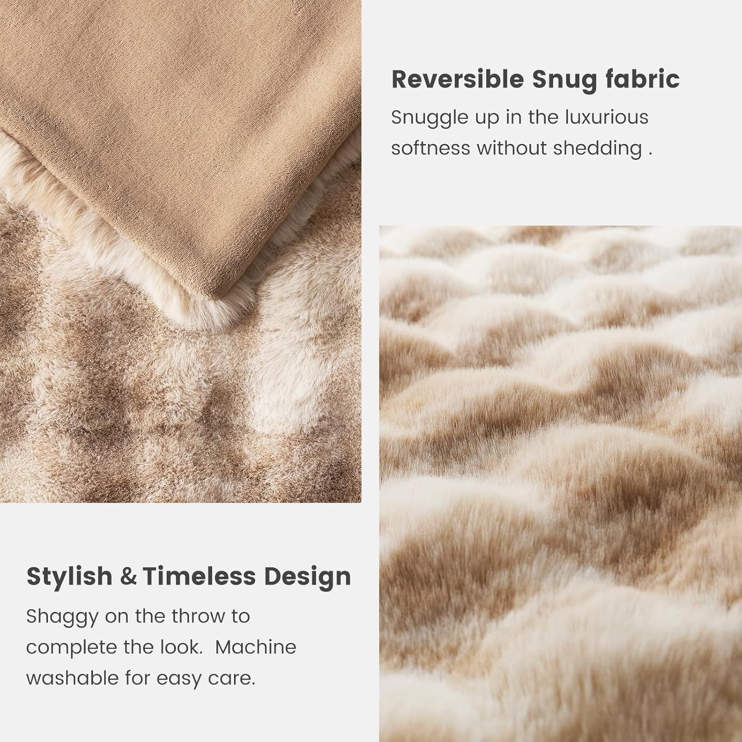 Thumbnail 5 de Cozy Bliss Bubble Faux Fur Throw 50x60