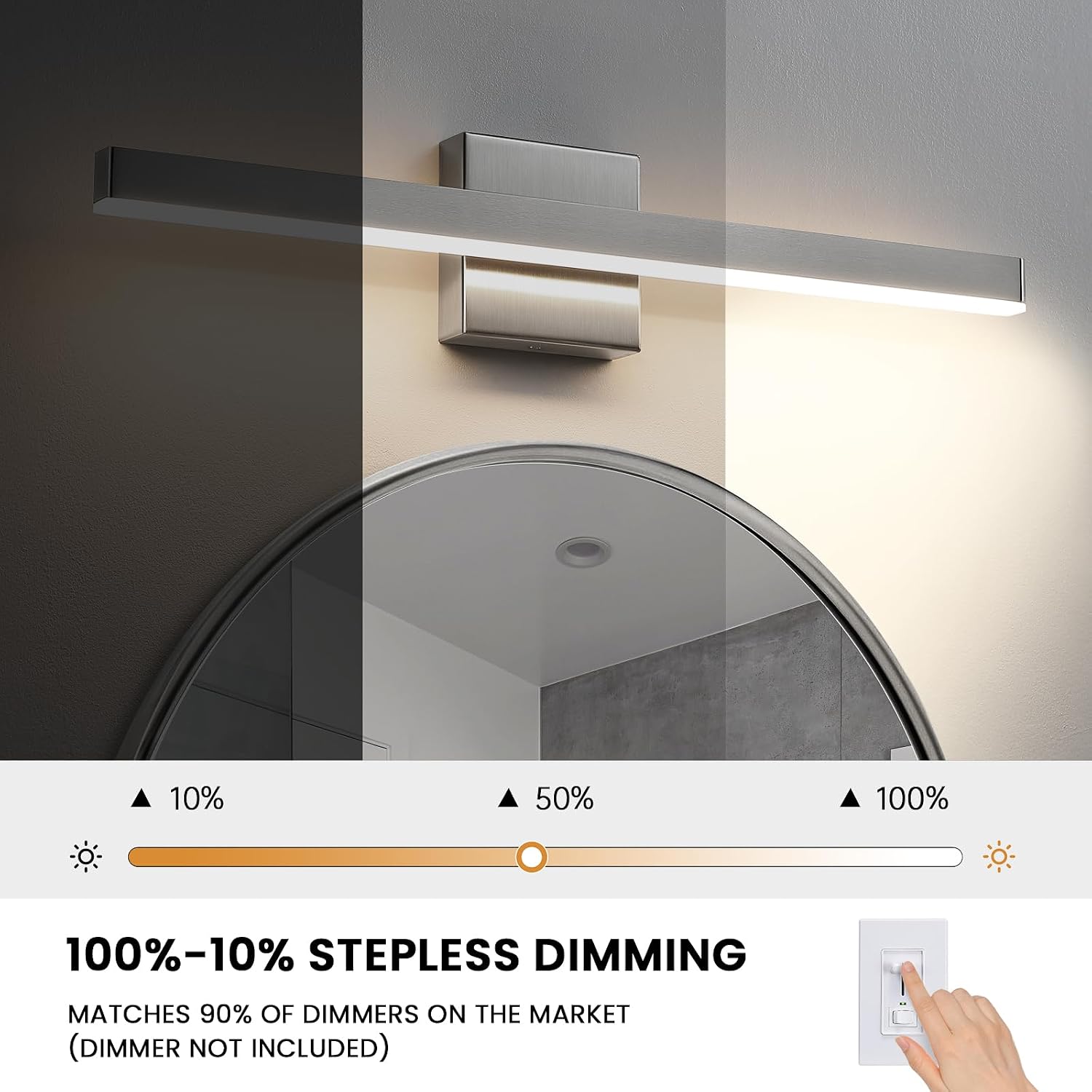 Thumbnail 6 de KAISITE KST-8203-CA 24-Inch Brushed Nickel LED Vanity Light, Dimmable 5CCT