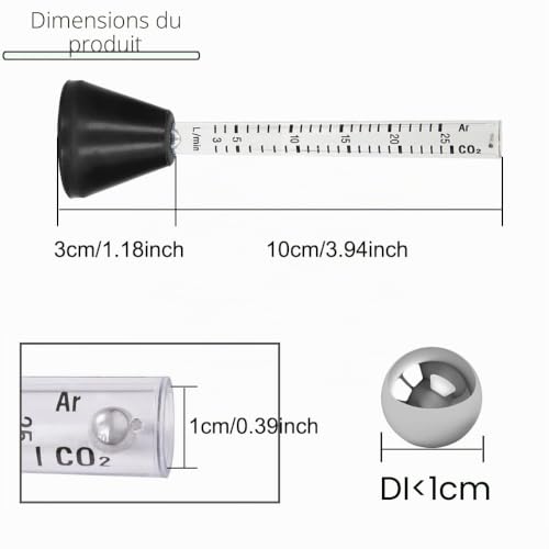 Detalle de EATBALE Débitmètre gaz Argon CO2 pour torches TIG/MIG – 0–25 L/min (paire)