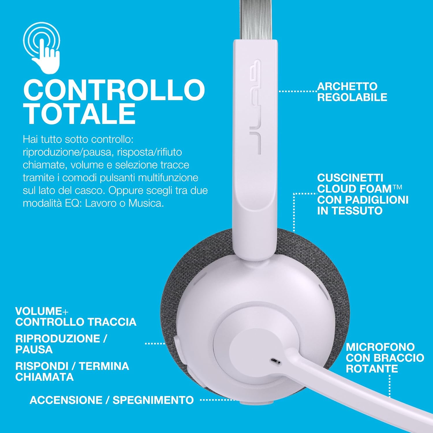 Thumbnail 3 de JLab Go Work Pop Cuffie Bluetooth 50 ore