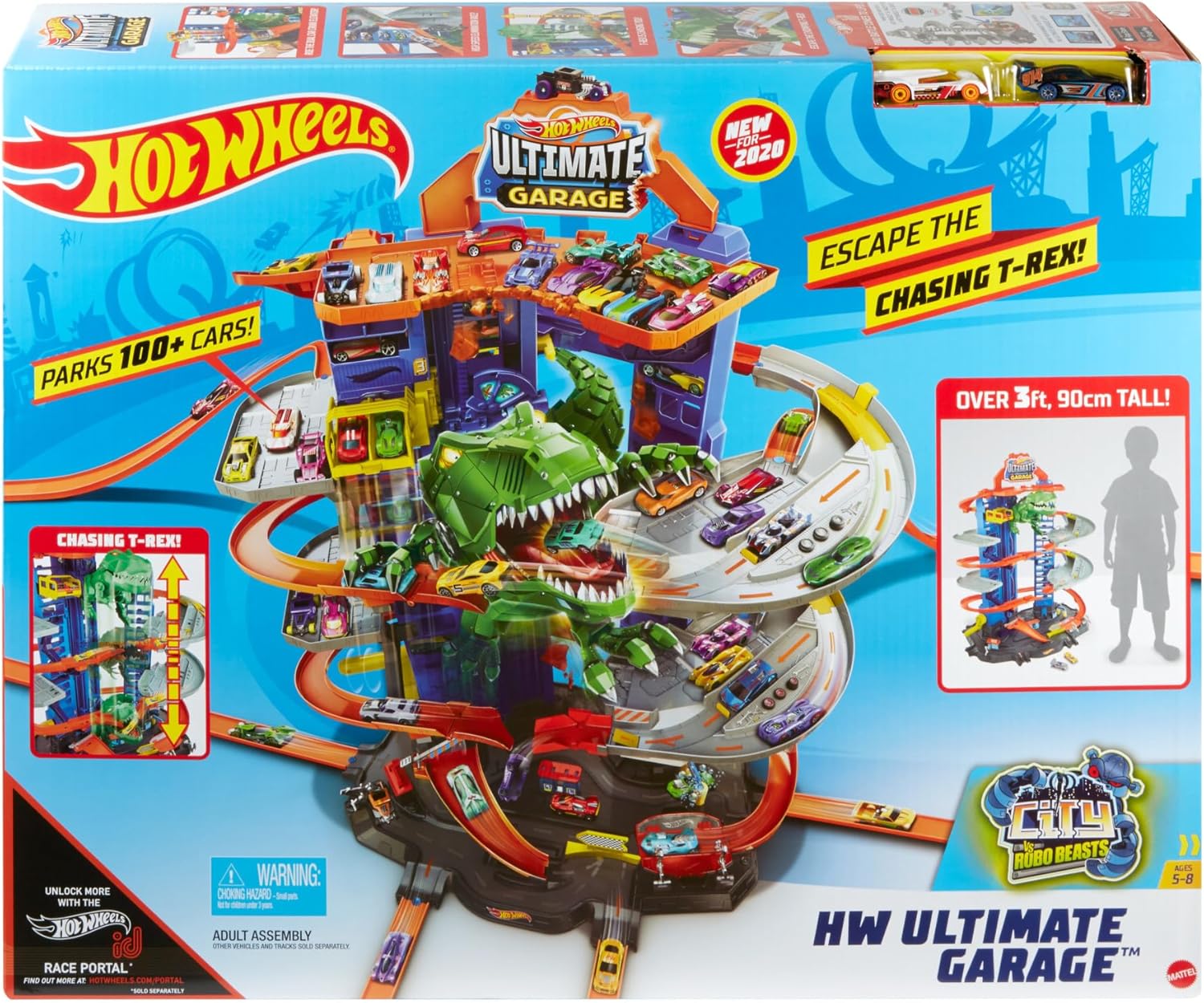 Thumbnail 5 de Hot Wheels Ultimate Garage City Vs Robo Beasts – Garage géant avec piste multi-niveaux et T-Rex robot (GJL14)