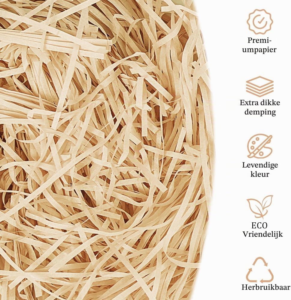 Detalle de Alaoo Raffia-papiersnippers 300 g, kaki vulmateriaal voor cadeaus