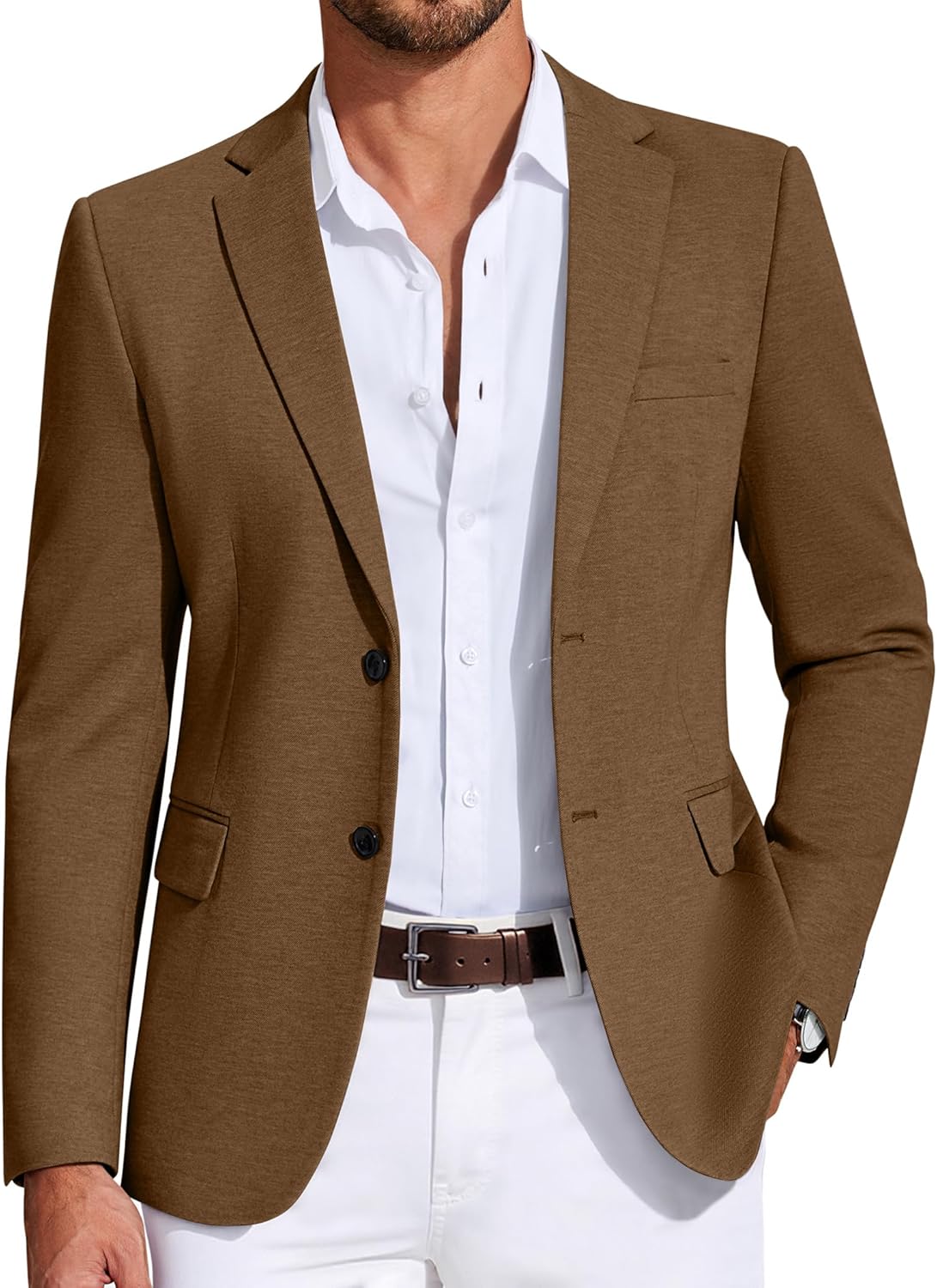 Thumbnail 5 de COOFANDY Mens Casual Knit Blazer Sport Coat – Lightweight Two-Button Jacket