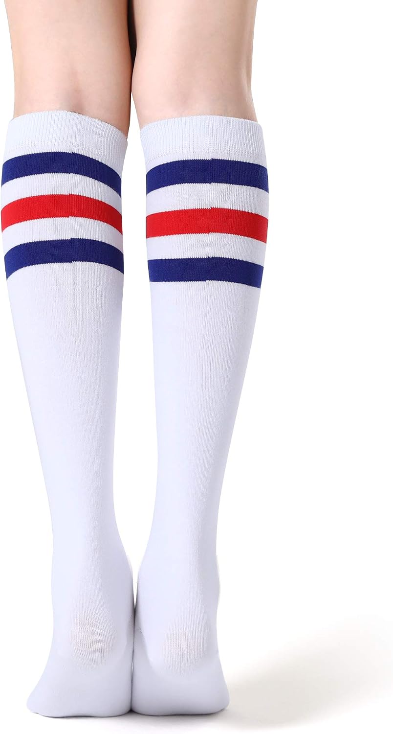 Detalle de FITRELL Women's Knee-High Athletic Socks, Striped Tube Style
