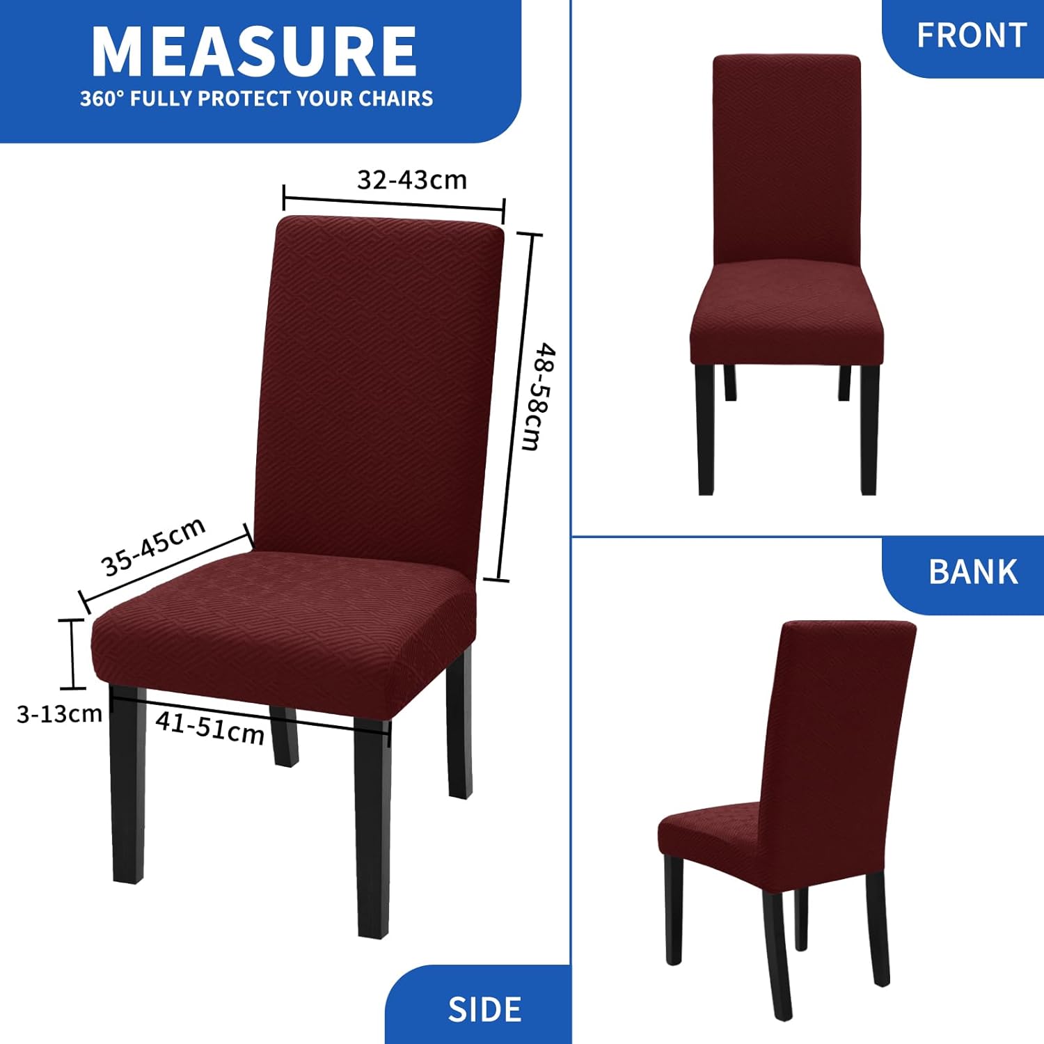 Thumbnail 5 de Ystyle lot de 6 housses de chaise extensibles pour salle à manger, rouge