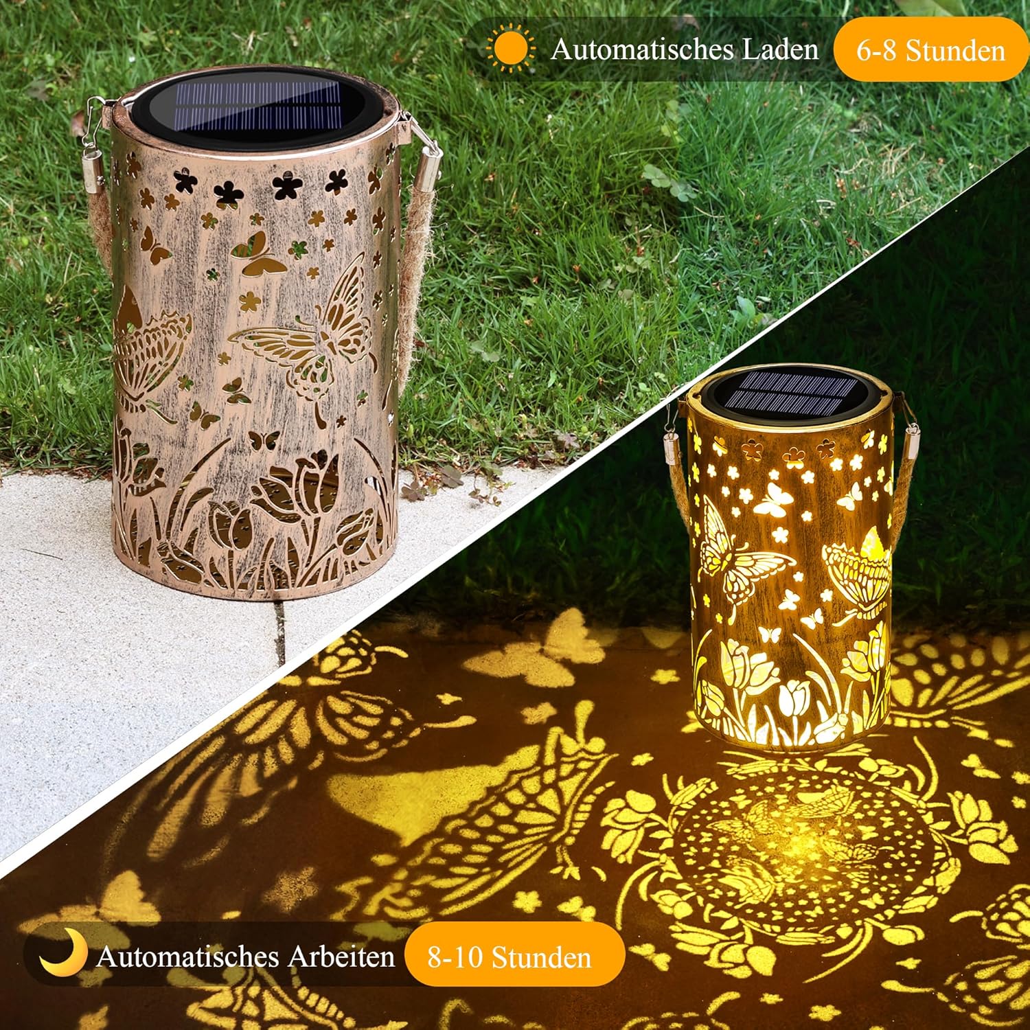 Thumbnail 3 de Qedertek Solarlampen für Außen Garten (2er-Set) mit LED Schmetterling-Motiv, IP65