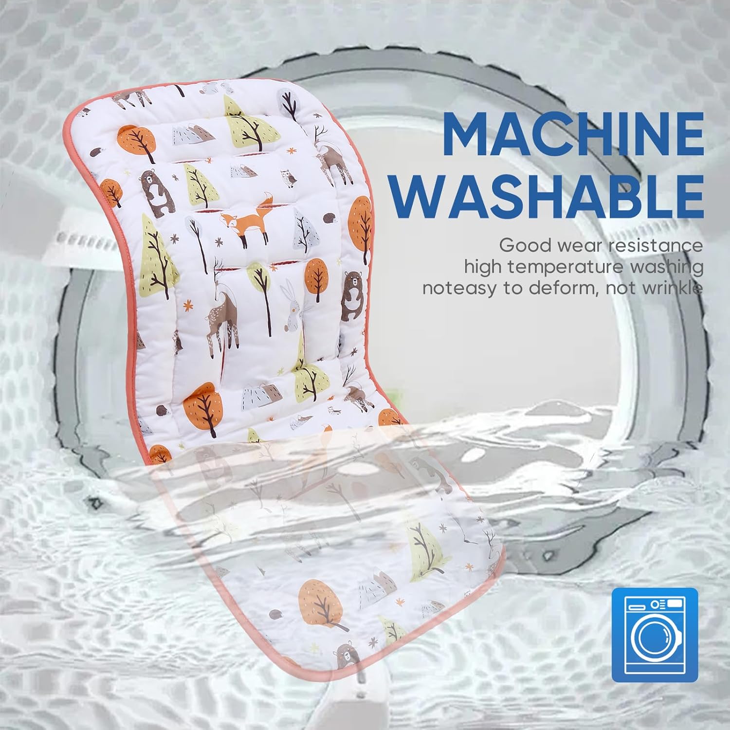 Thumbnail 4 de Baby Sitzauflage für Kinderwagen aus 100% Baumwolle (34 x 78 cm), beidseitig nutzbar