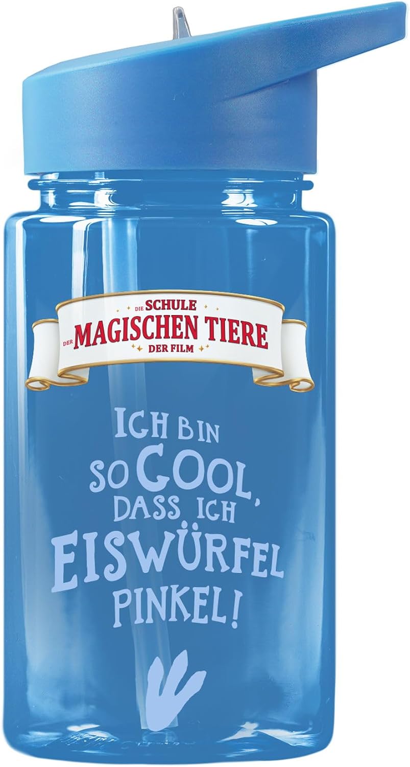 Detalle de AWAVE La Scuola degli Animali Magici Borraccia 400 ml con Cannuccia – Blu Juri, rPET, Senza BPA