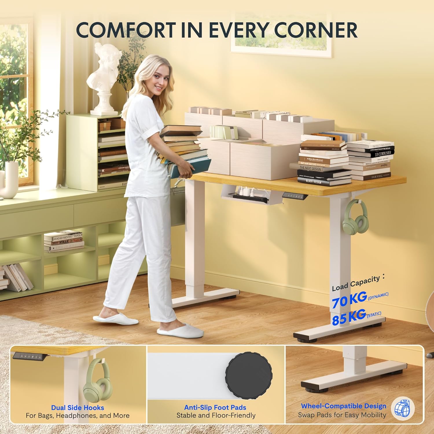 Detalle 2 de FLEXISPOT E1 Plus sit stand desk 16mm