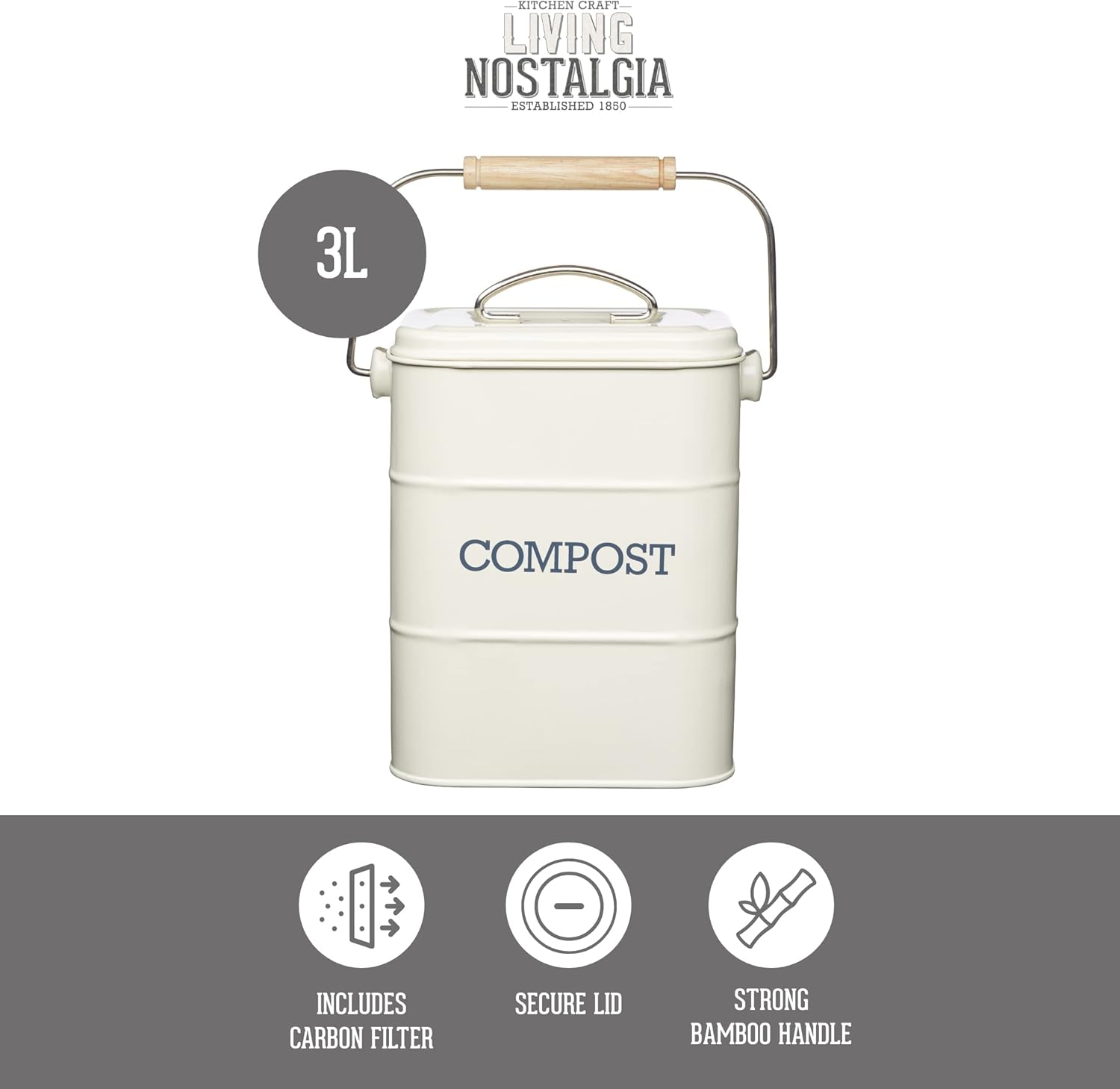 Detalle 2 de KitchenCraft Living Nostalgia 3 L composteur đź—‘